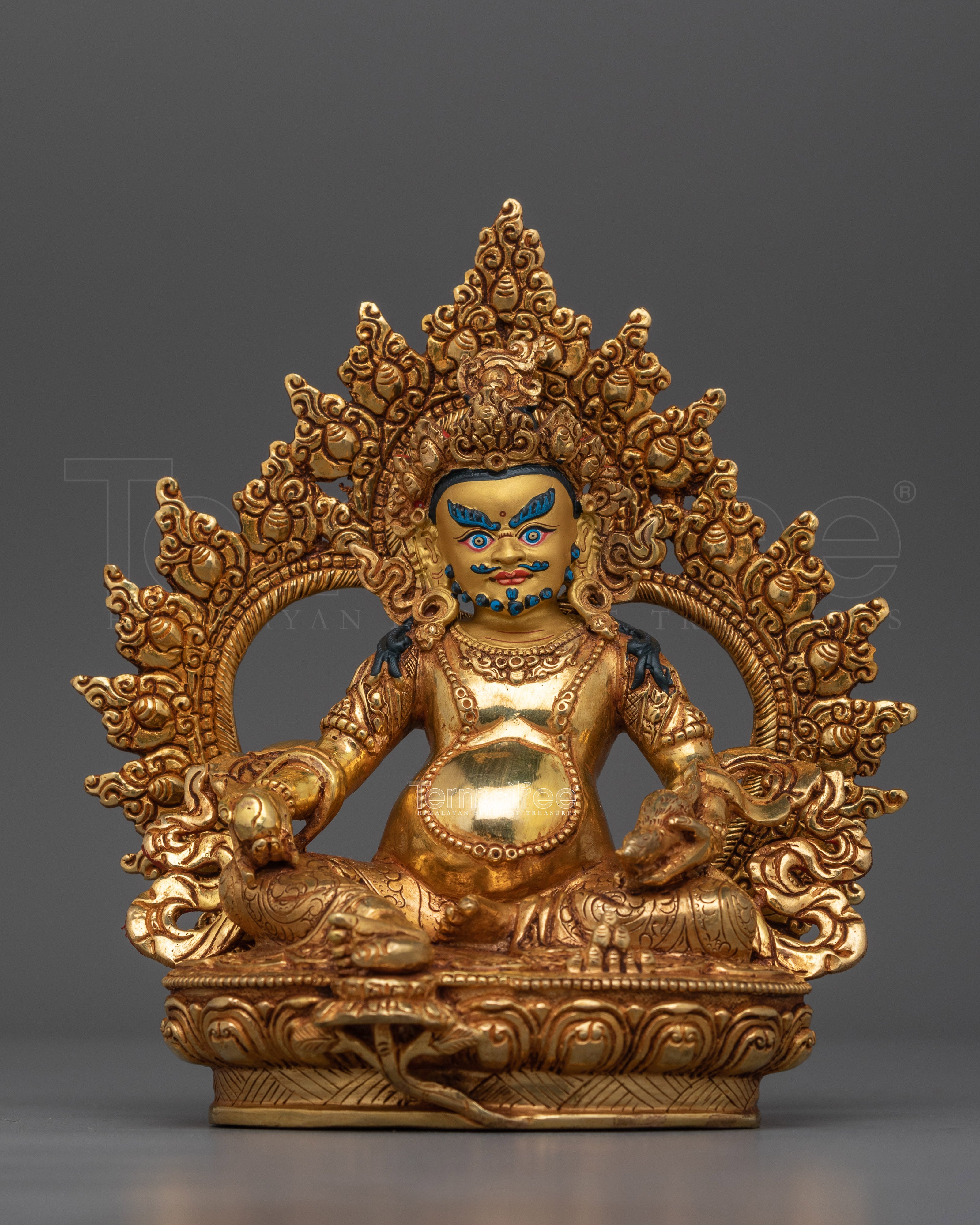 Dzambhala 18cm Gold Gilded Small Statue | Handcrafted Symbol of Wealth