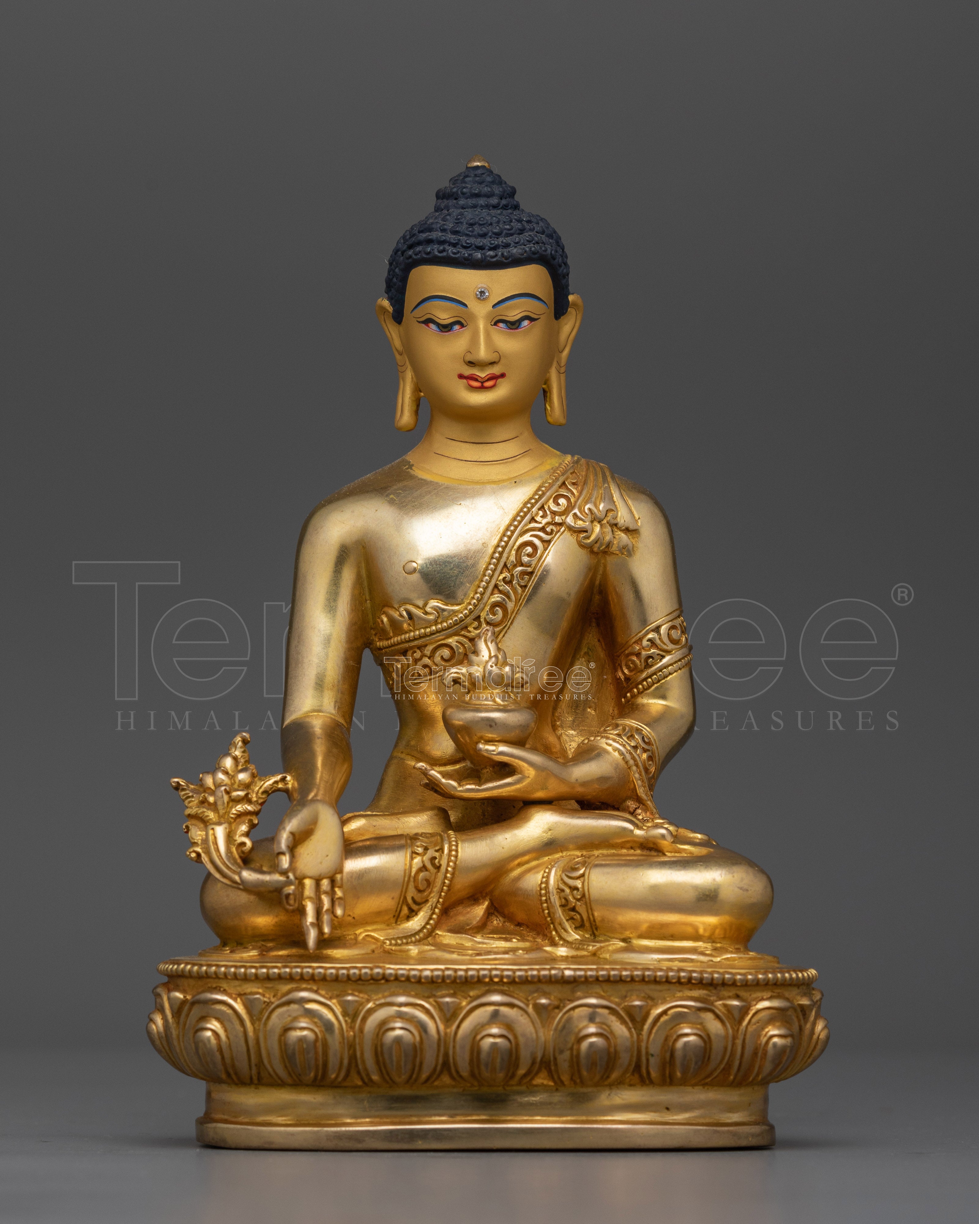 Medicine Healing Buddha Gold Gilded Statue | Handcrafted Symbol of Wellness