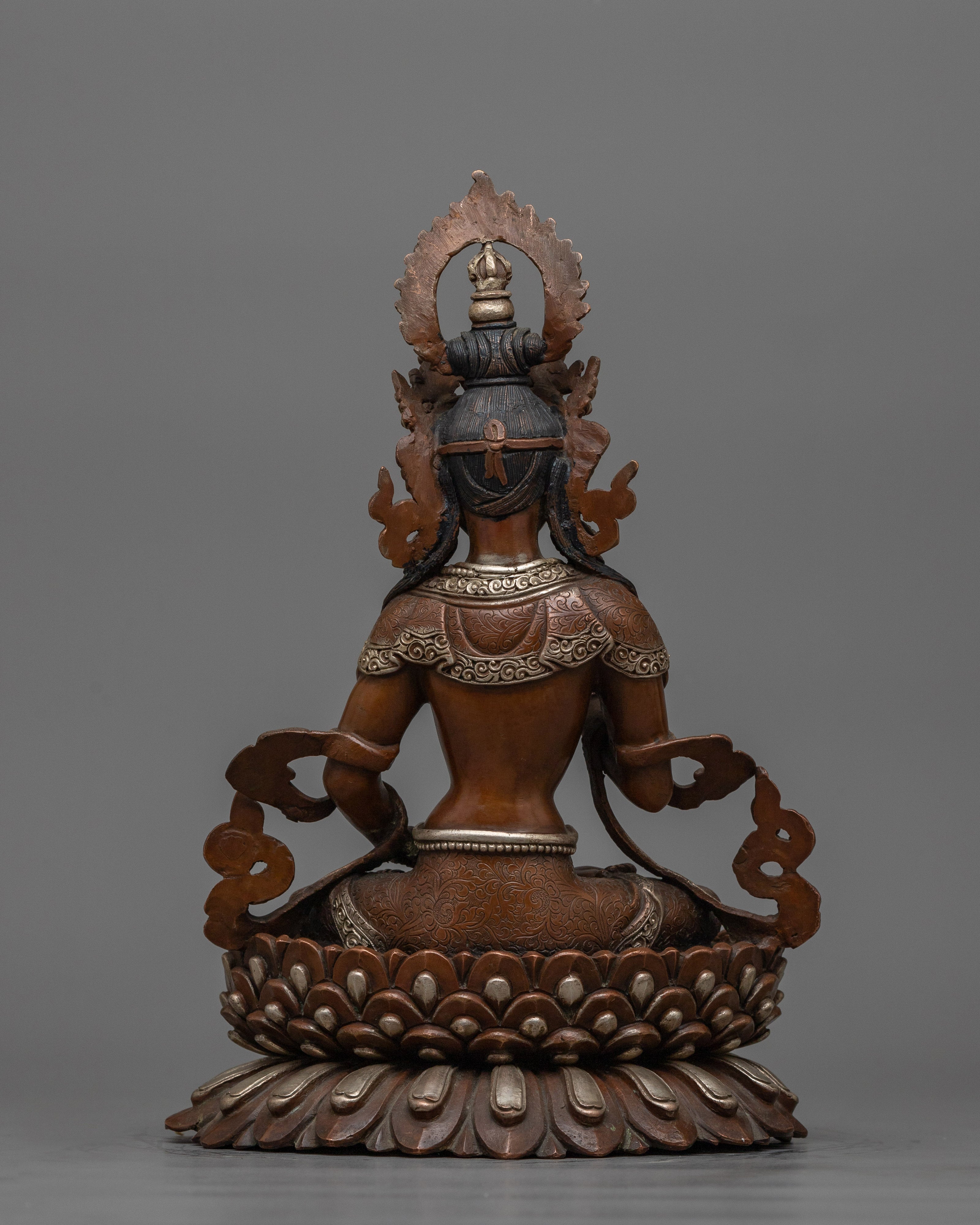 Vajrasattva 26cm Silver Plated Oxidized Statue | Handcrafted Symbol of Purity