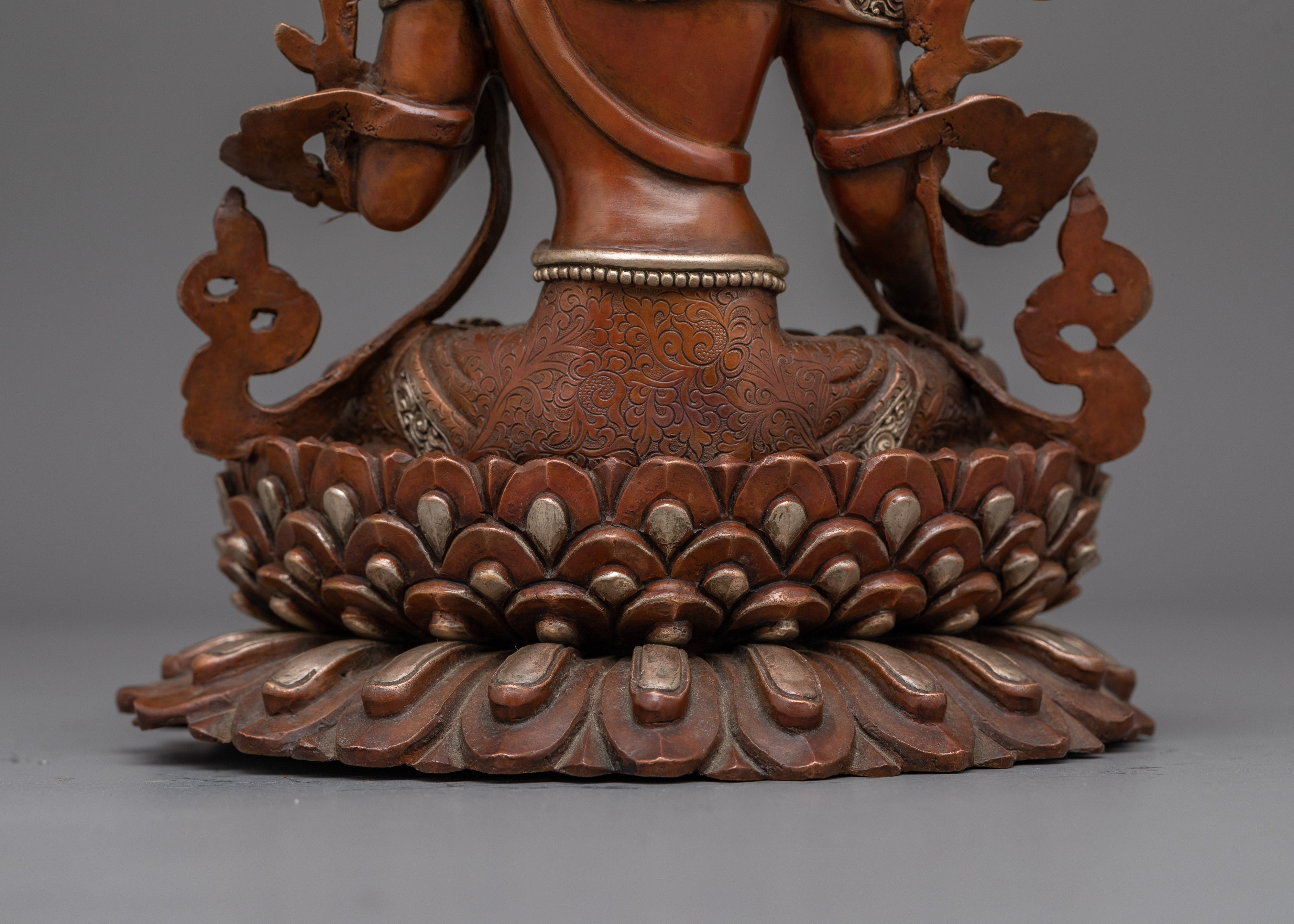 White Tara Silver Plated Oxidized Statue | Handcrafted Symbol of Compassion