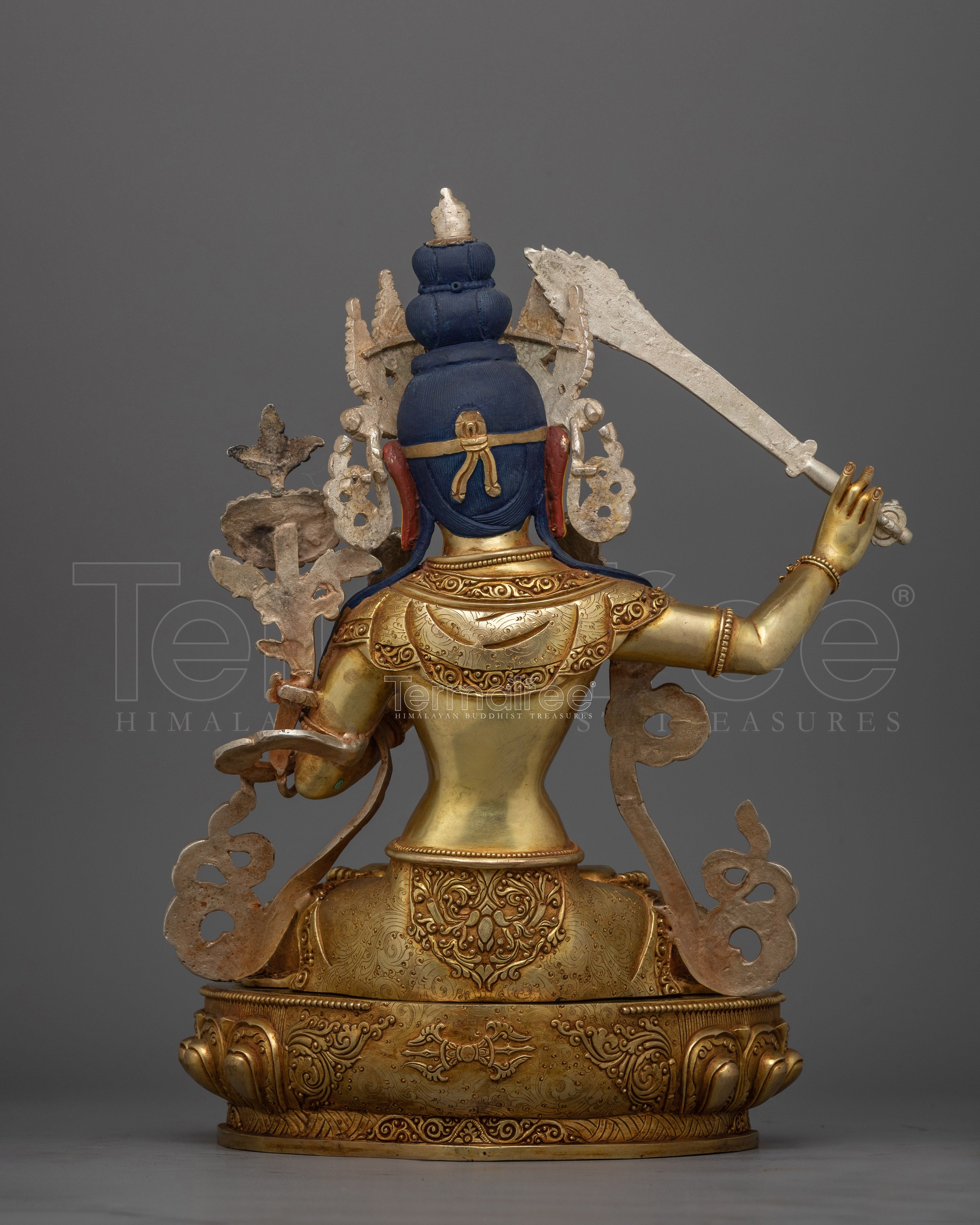 Manjushri Insightful Deity Gold Gilded Statue | Exquisite Handcrafted Wisdom
