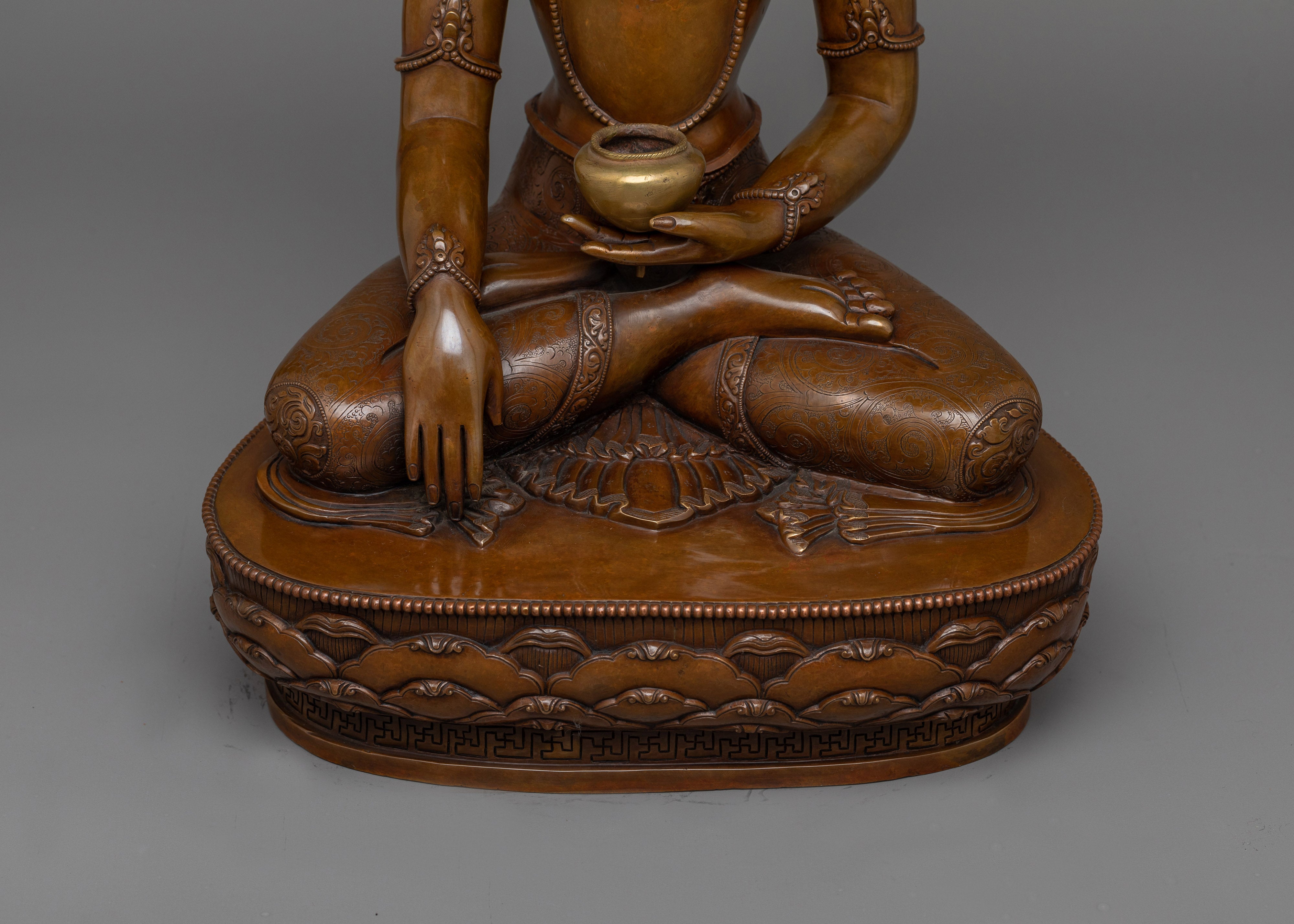 Crown Shakyamuni Buddha 40cm Oxidized Statue | Handcrafted Symbol of Enlightenment