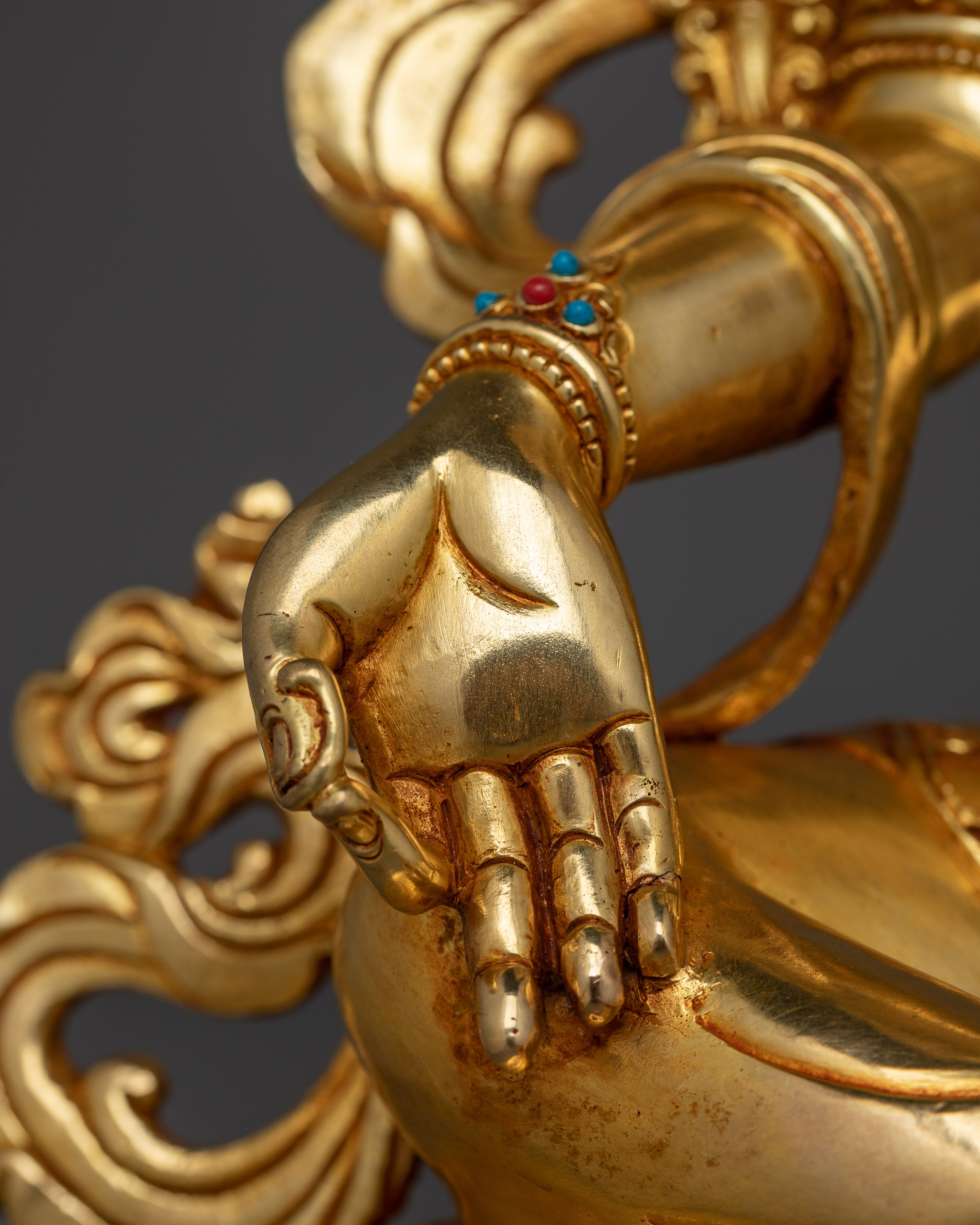 Graceful Green Tara Gold Gilded Statue | Symbol of fine Handcrafted Buddhist Artwork