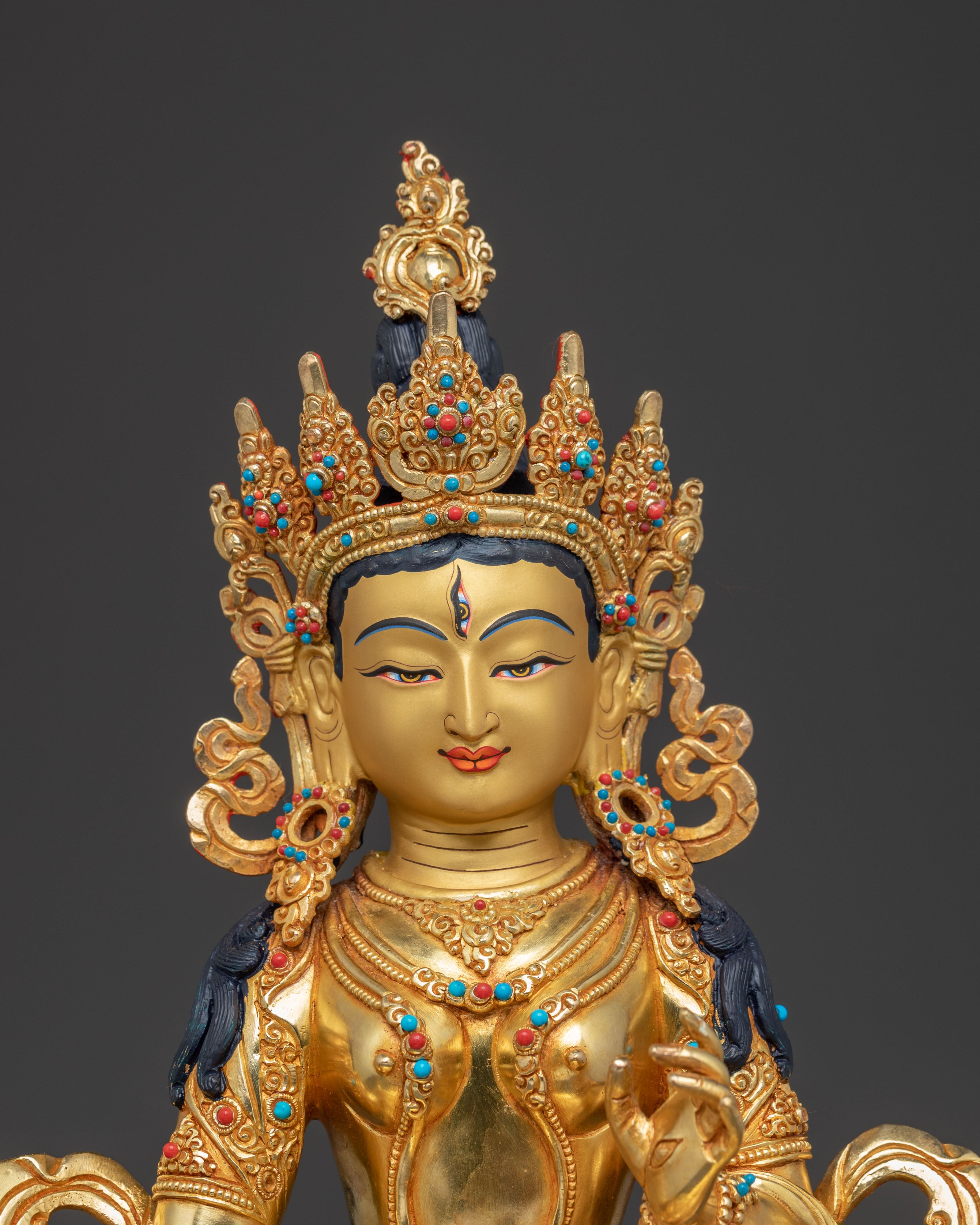 Dukar Statue: The Protector Bodhisattva | Gold Gilded Tibetan Icon