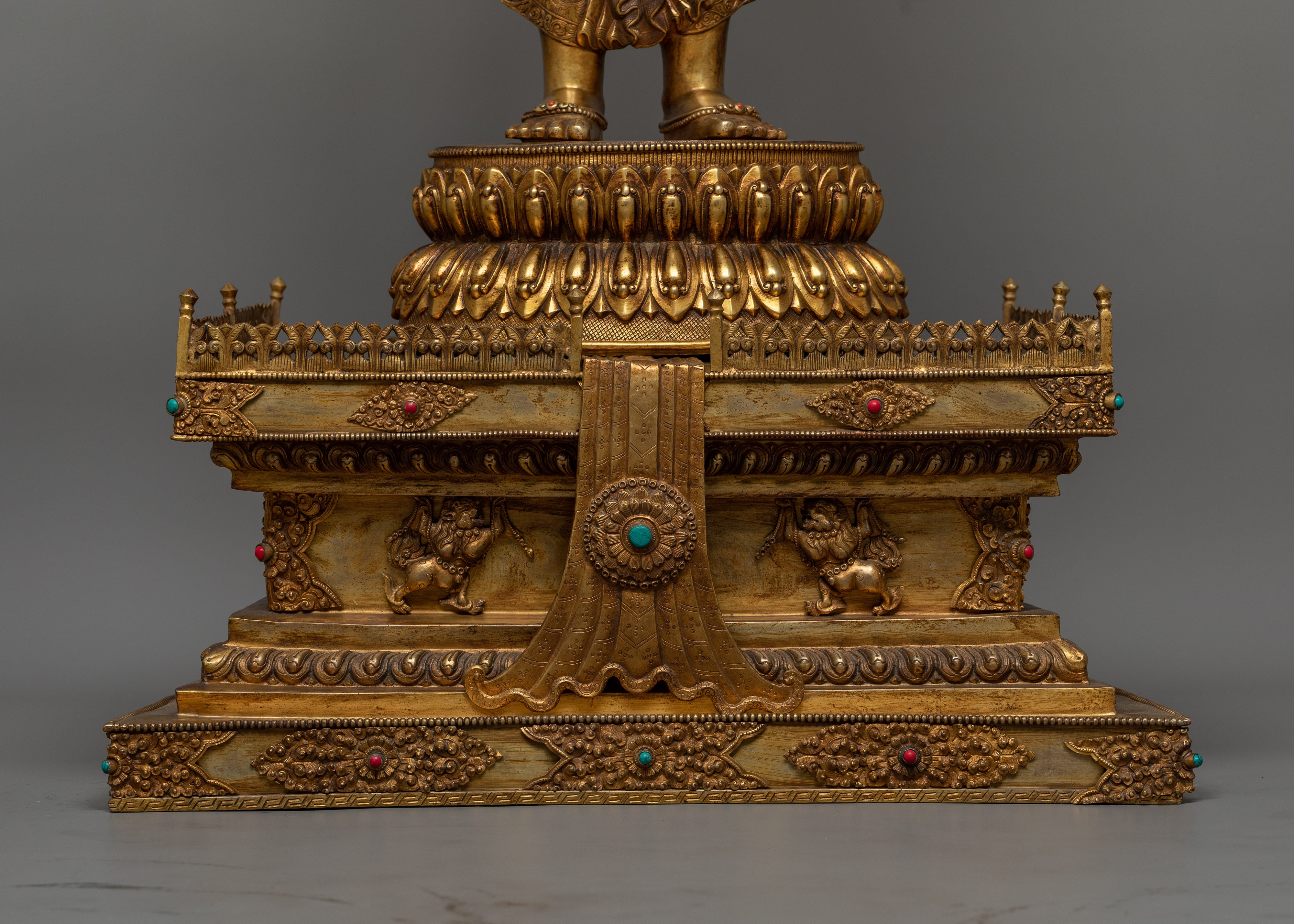 Standing Green Tara Gold Gilded Statue | Majestic Protector of Compassion