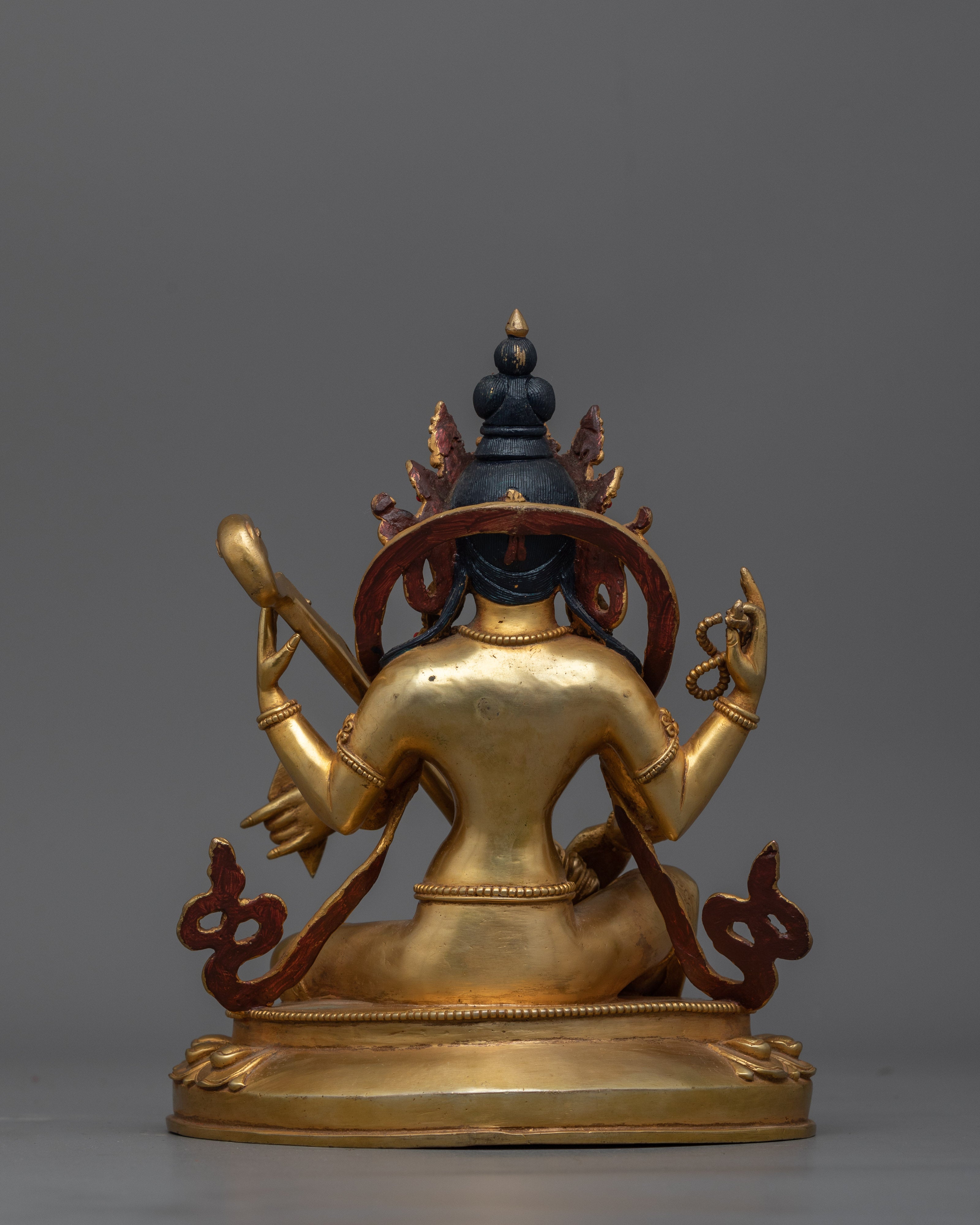 Shri Saraswoti Gold Gilded Statue | Beacon of Knowledge and Creativity