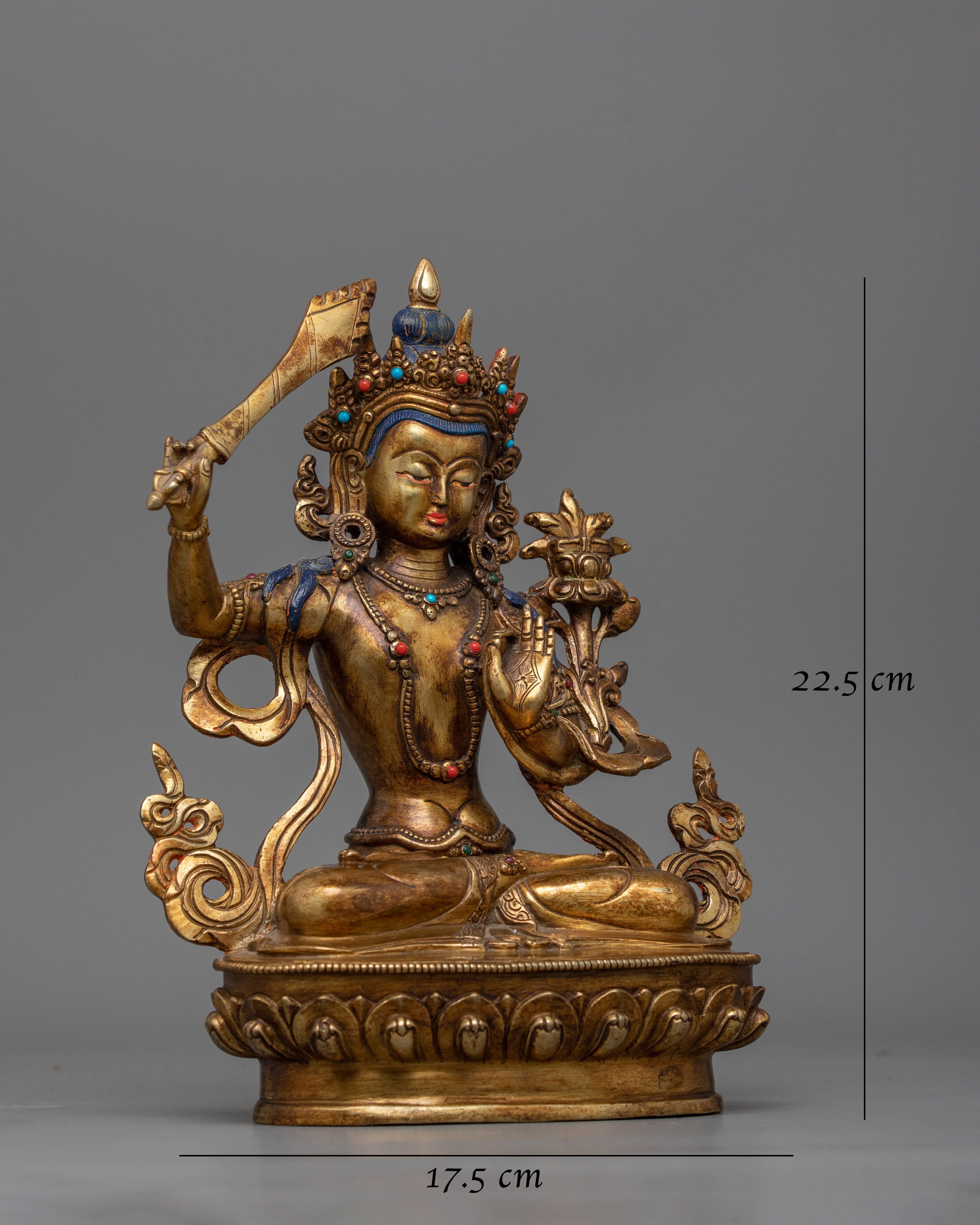 Manjushri Antique Touch Statue | Beacon of Wisdom and Insight
