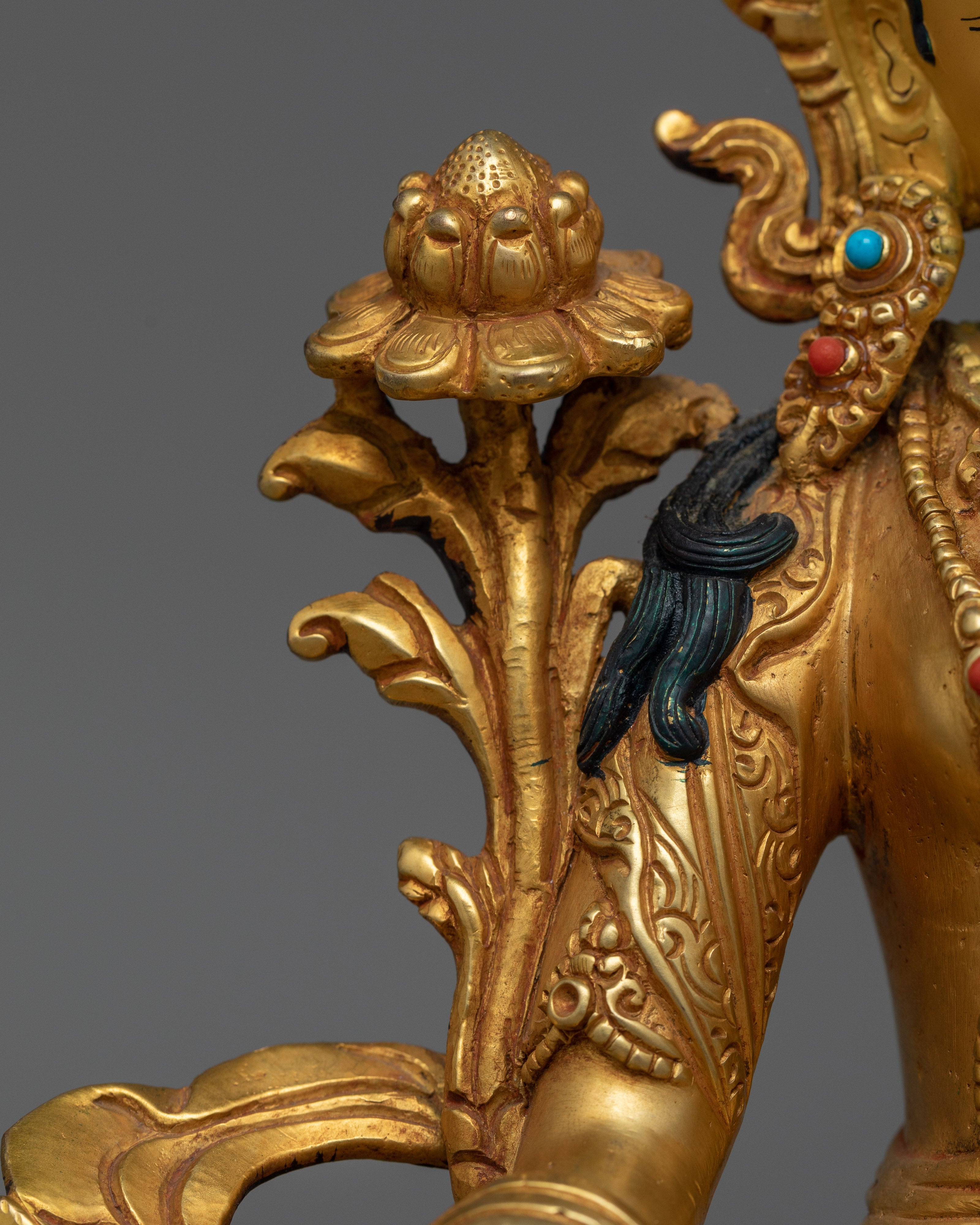 White Tara Handmade Gold Gilded Statue | Embodiment of Healing and Compassion