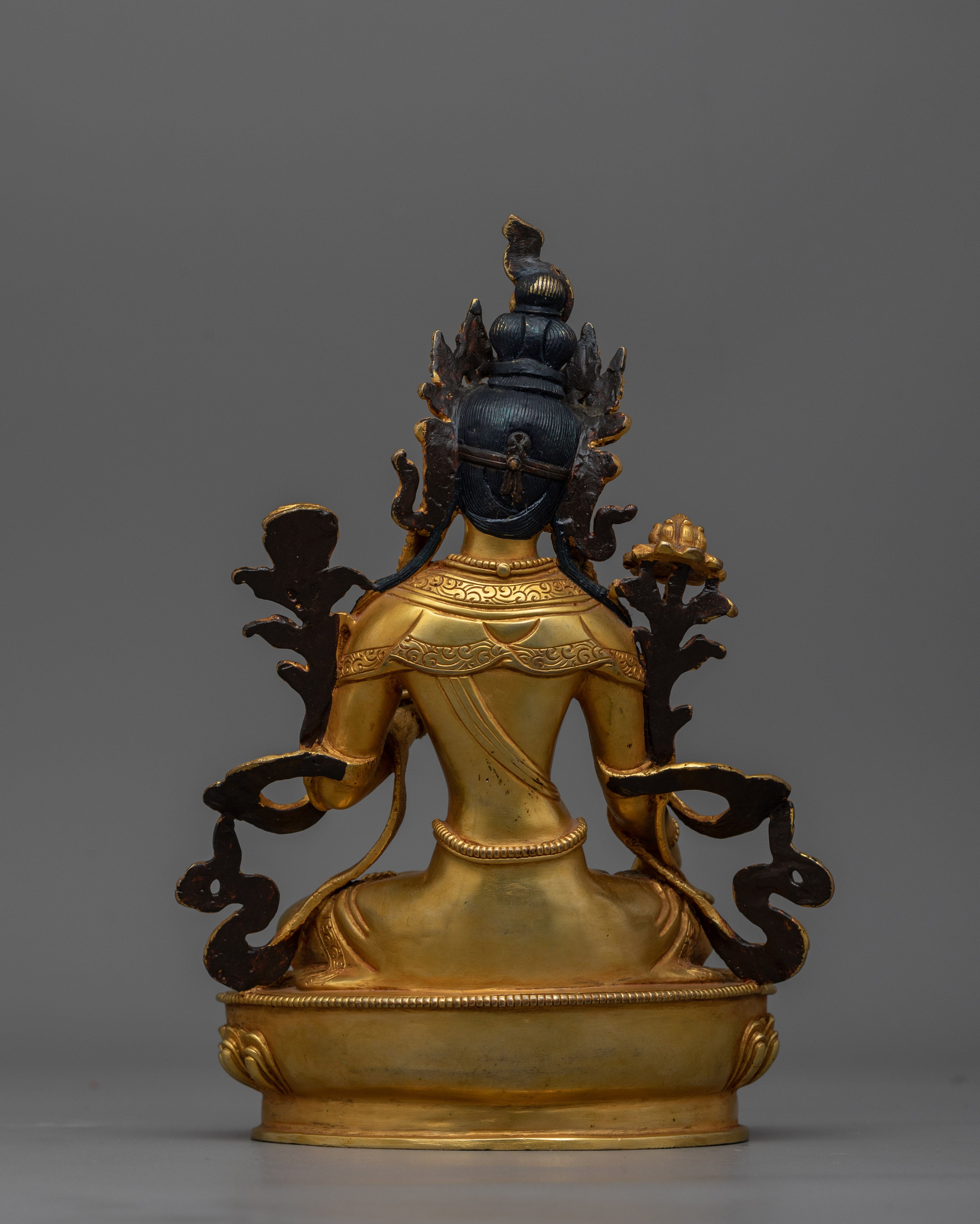 White Tara Handmade Gold Gilded Statue | Embodiment of Healing and Compassion