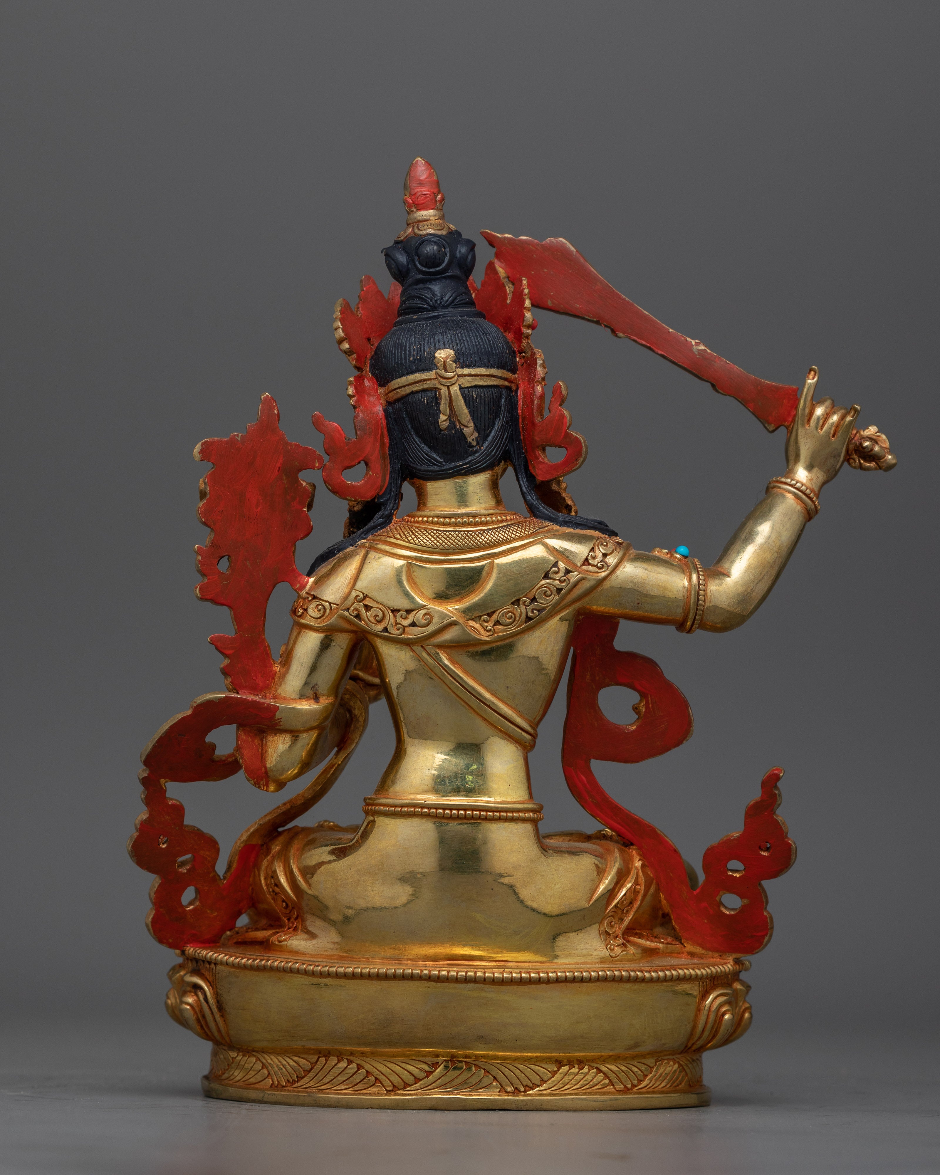 Manjushri 22cm Gold Gilded Statue | Beacon of Wisdom and Insight