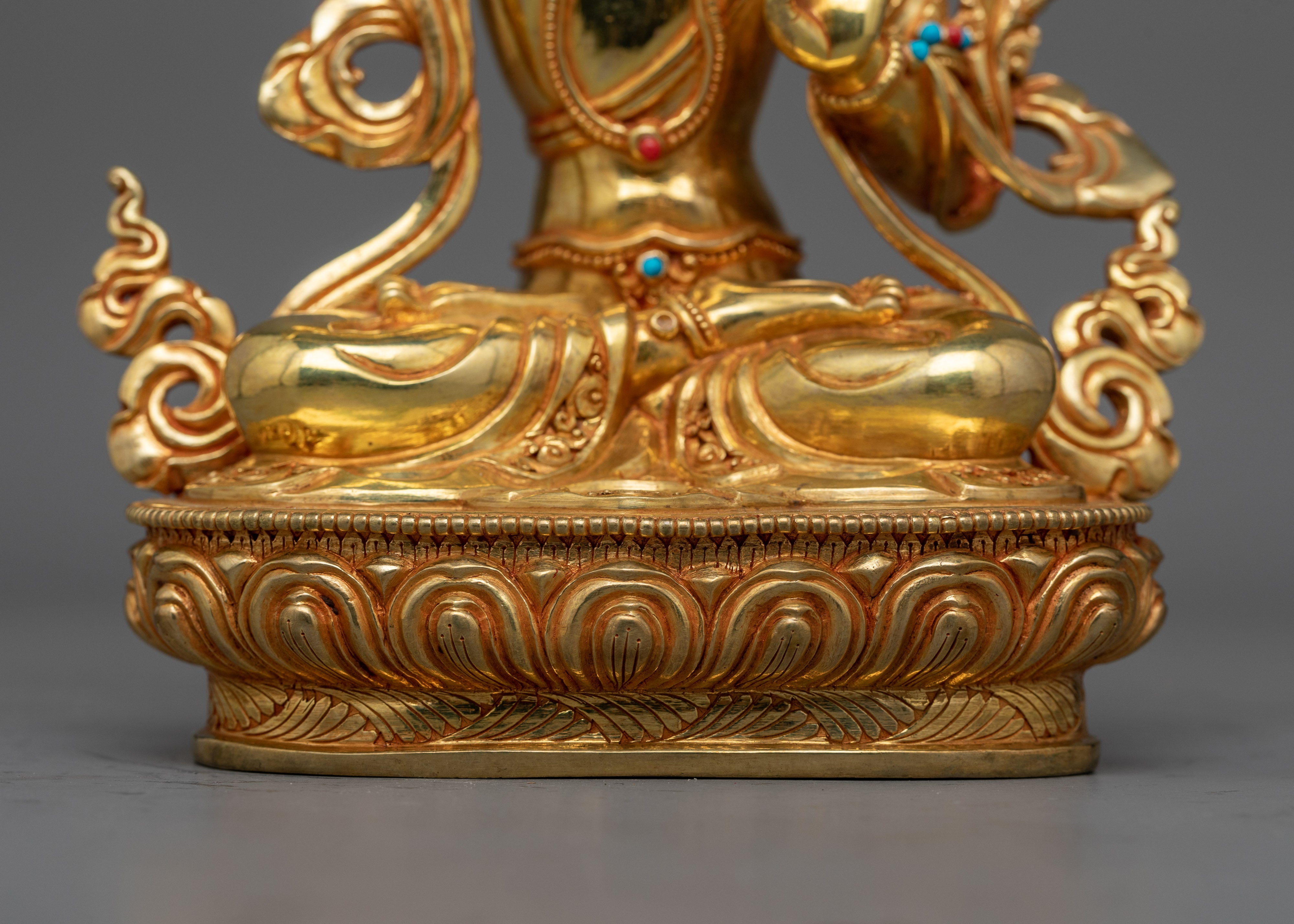 Manjushri 22cm Gold Gilded Statue | Beacon of Wisdom and Insight