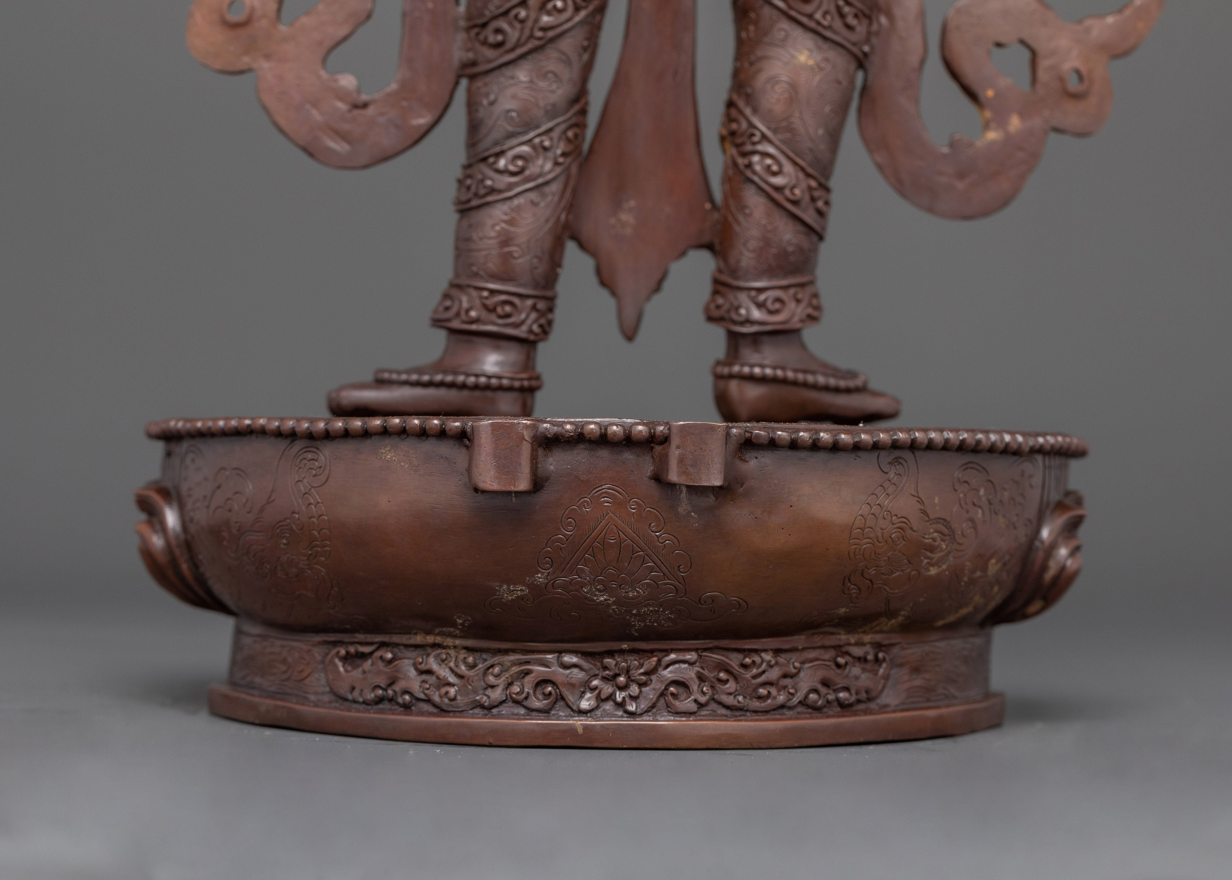 Standing Chenrezig Handmade Oxidized Statue | Embodiment of Compassionate Resolve