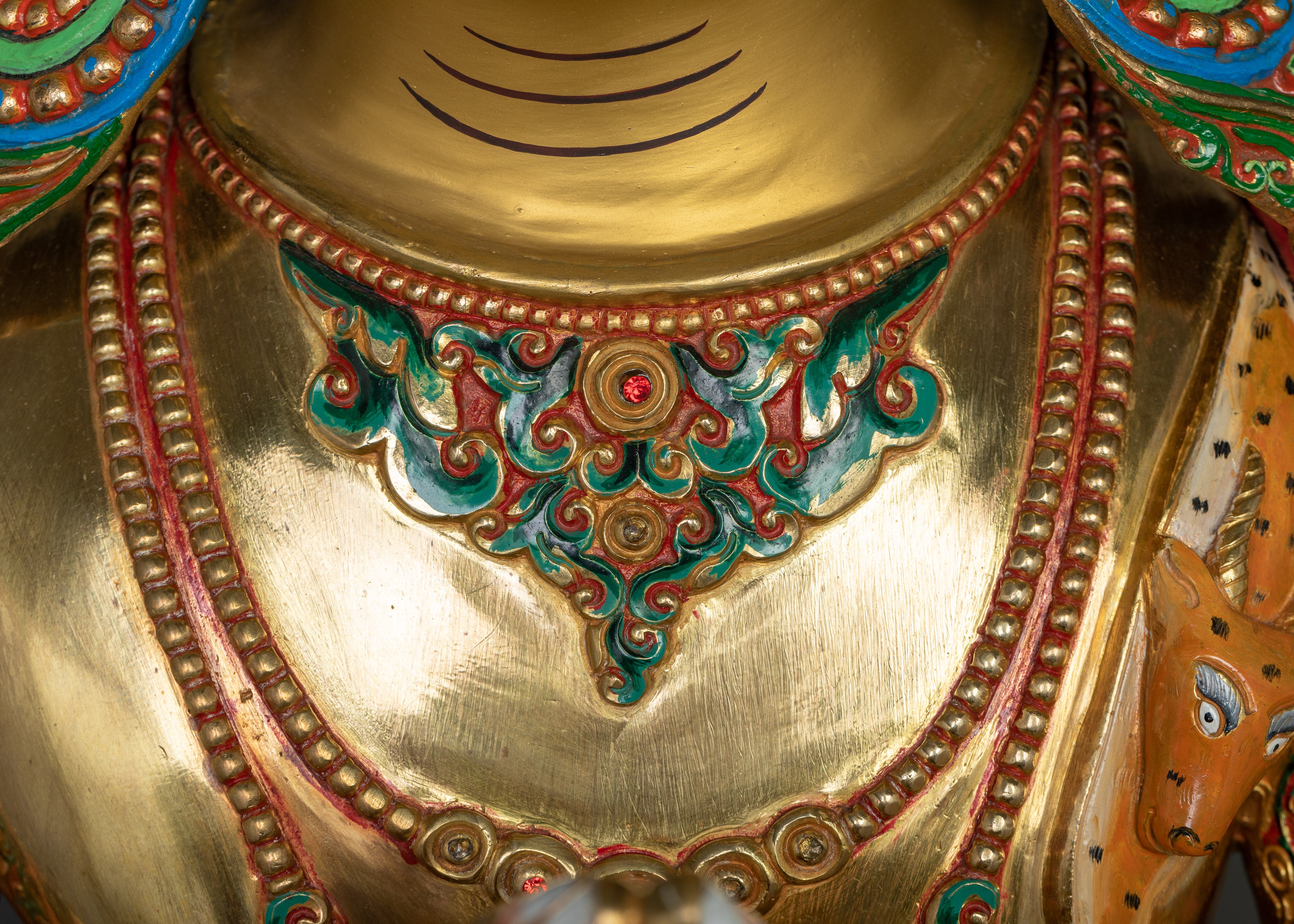 Chenrezig Colored Gold-Gilded Statue | Embodiment of Infinite Compassion