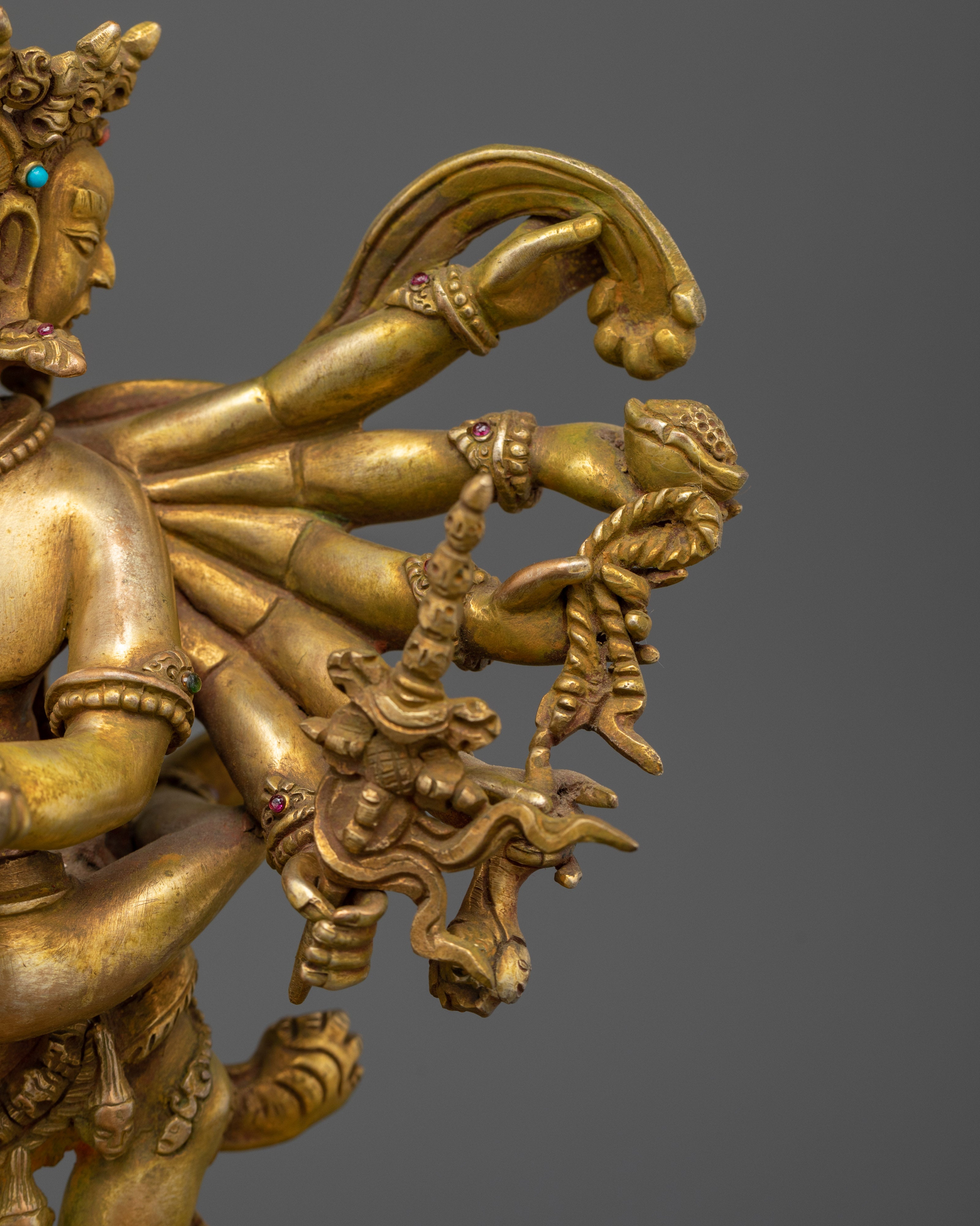 Handmade Kalachakra Gold Gilded Statue | Symbol of Cosmic Unity