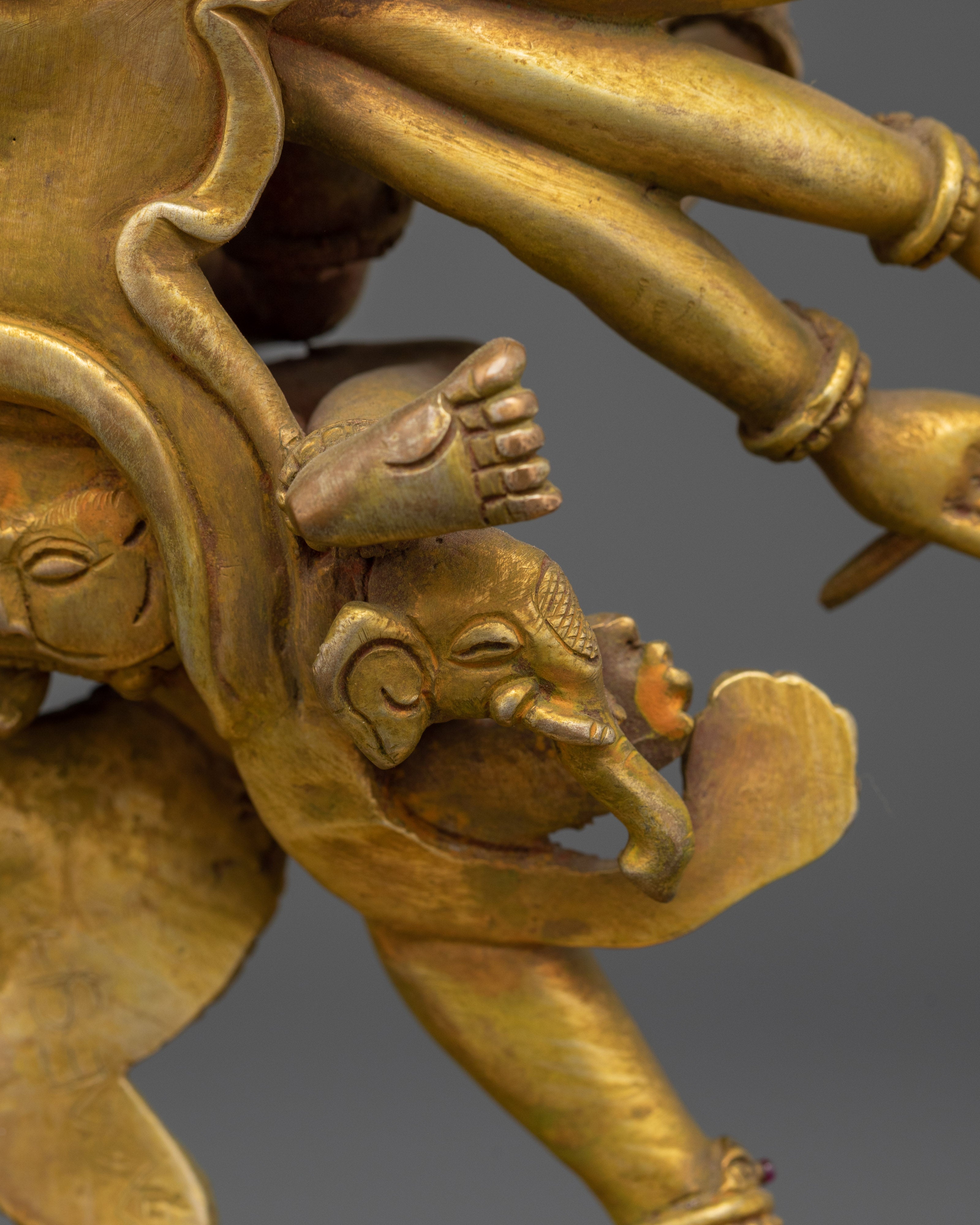 Handmade Kalachakra Gold Gilded Statue | Symbol of Cosmic Unity