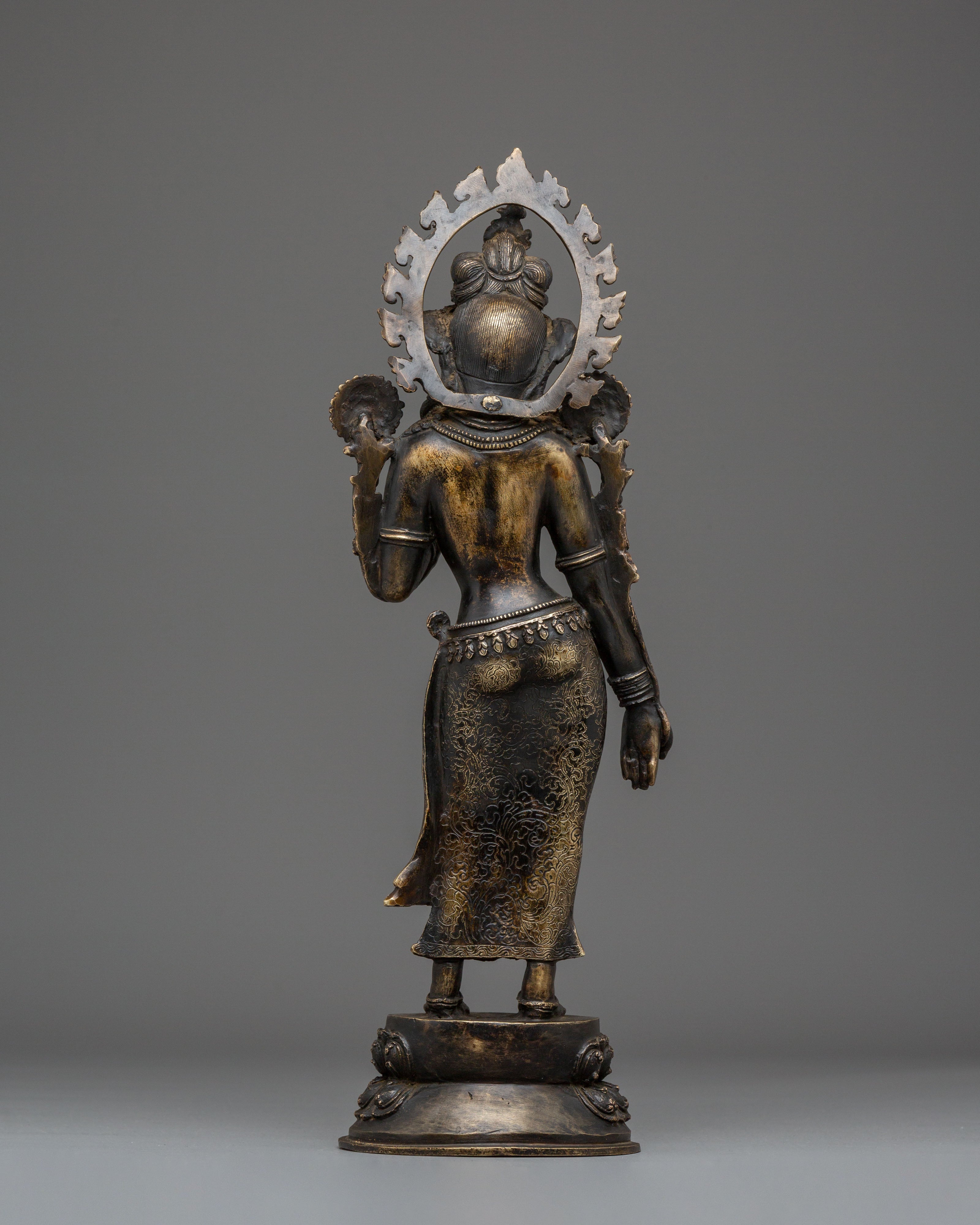 Handmade Bronze Statue of Green Tara | Goddess of Compassion