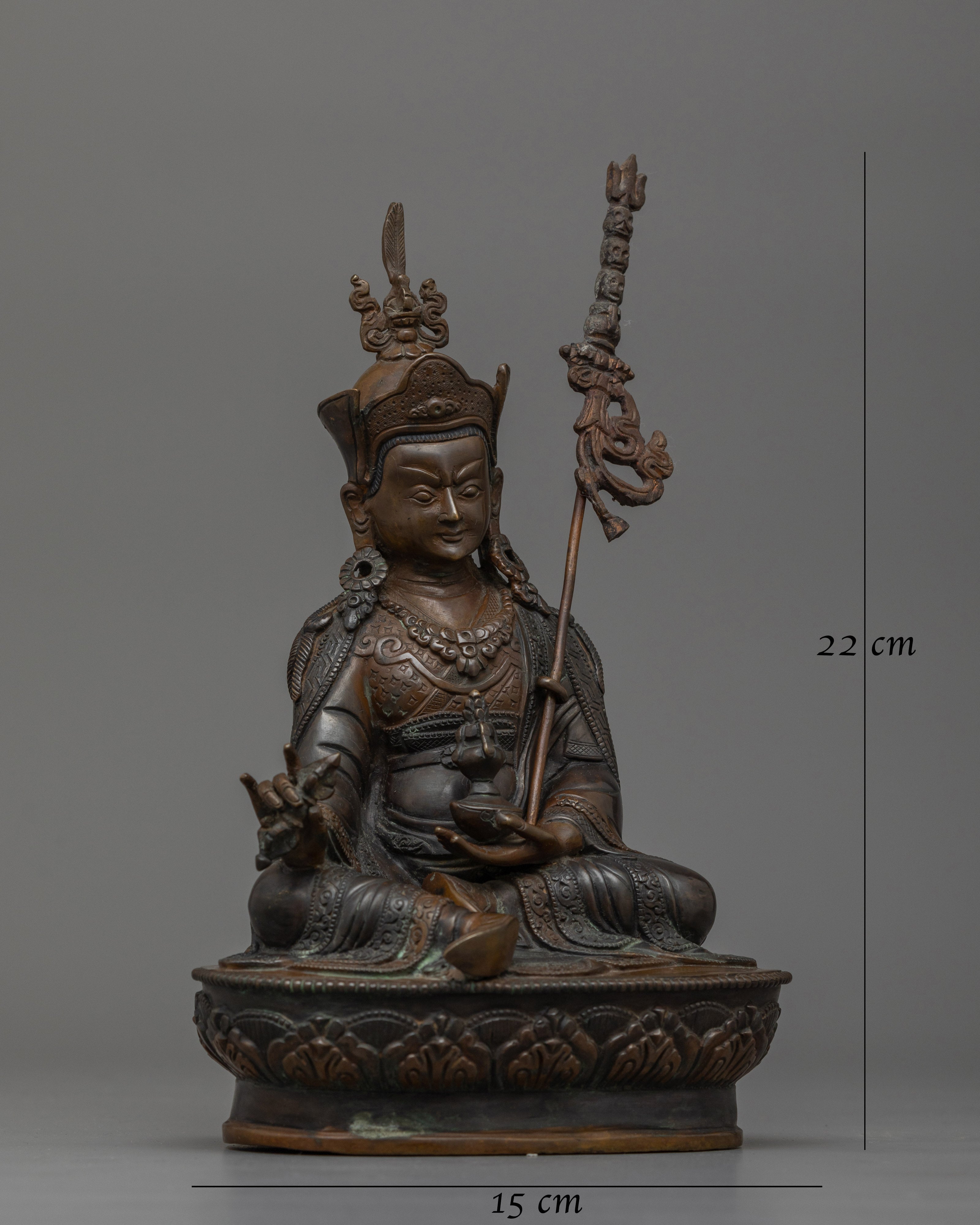 Guru Rinpoche Handmade Dark Oxidized Statue | The Precious Master