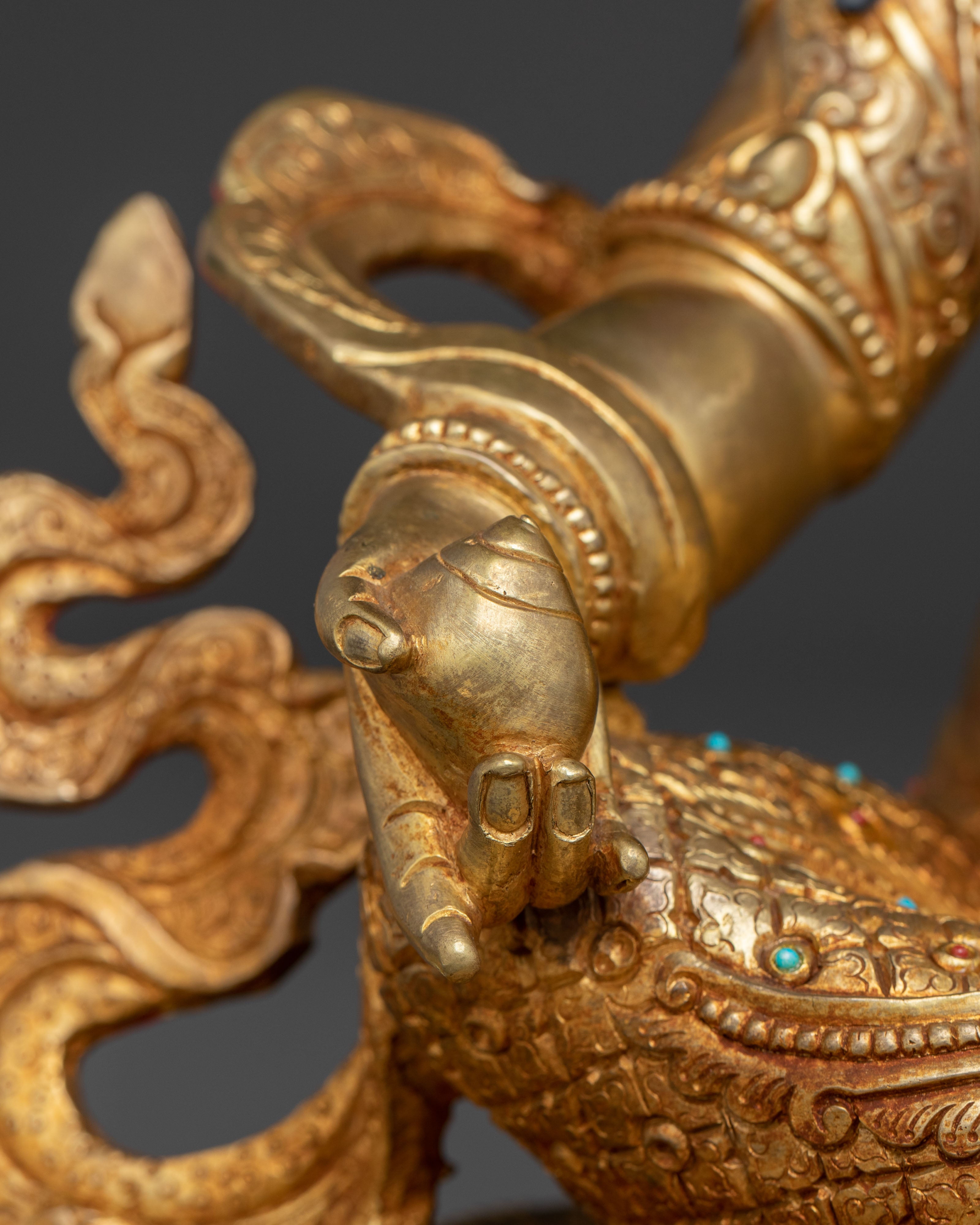 Golden Majestic Wealth Icon Dzambhala Statue | Tibetan Protector Deity