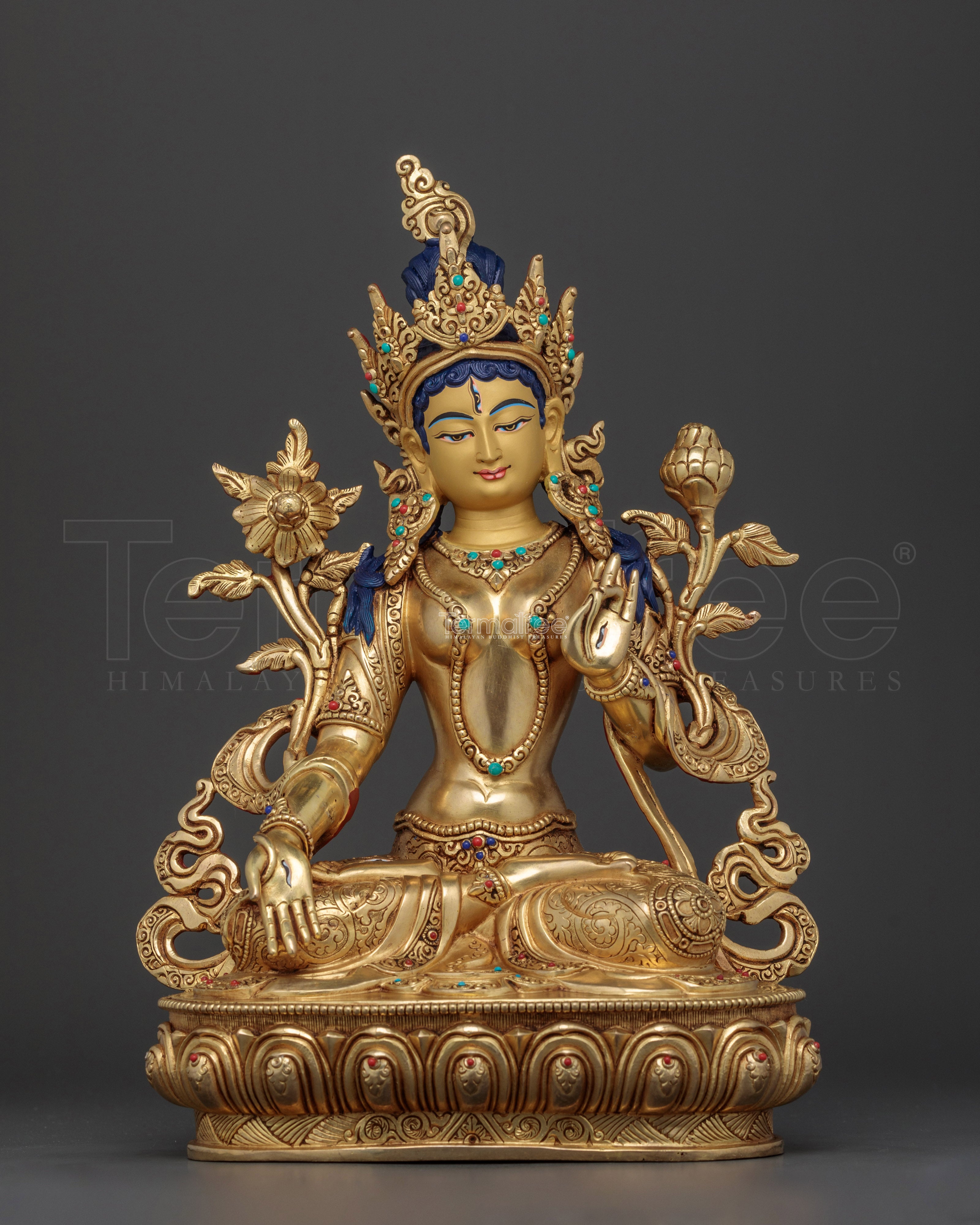 White Tara Beautiful Copper Statue - The Goddess of Compassion and Longevity