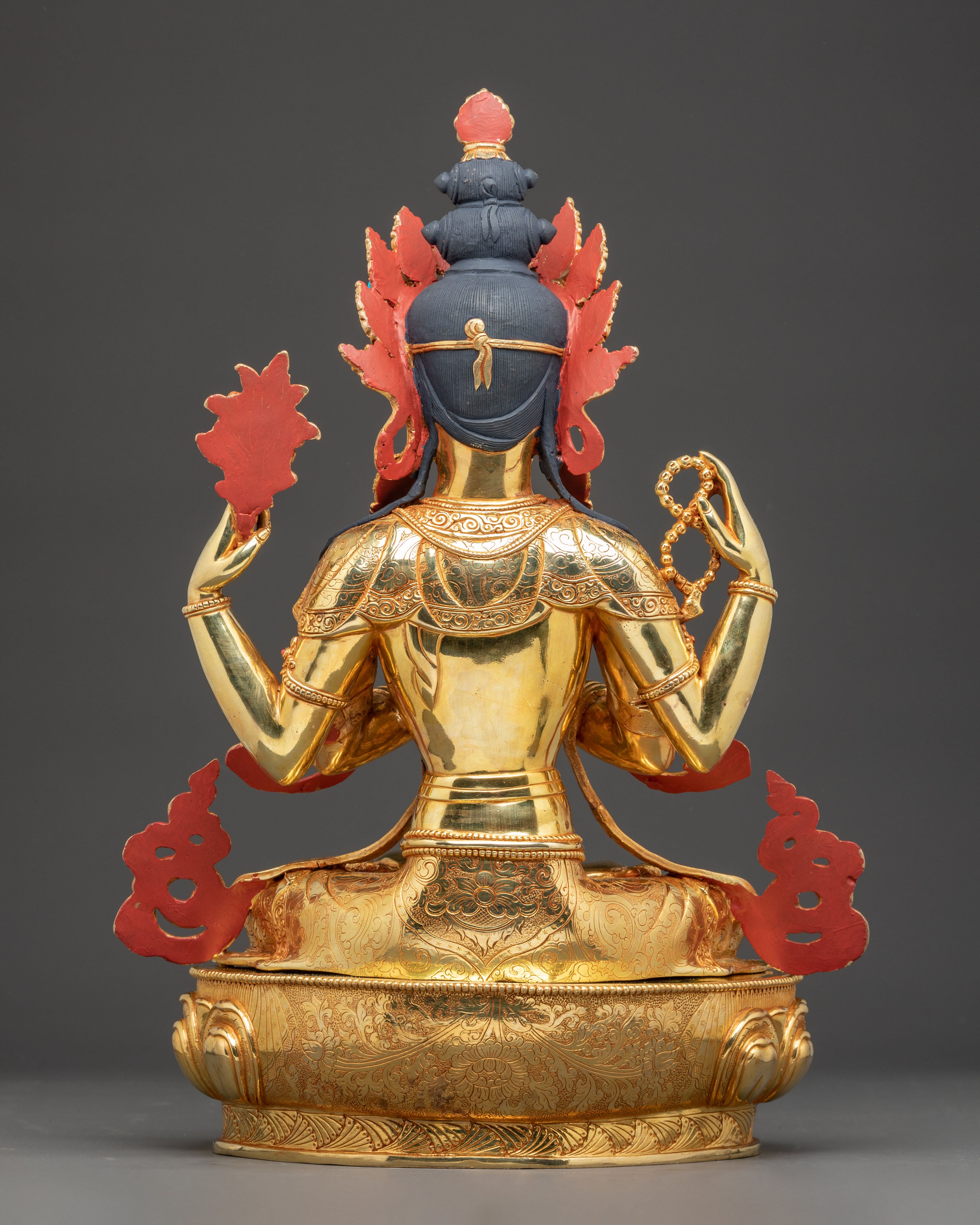 Handmade Golden Statue of Four-Armed Chenrezig