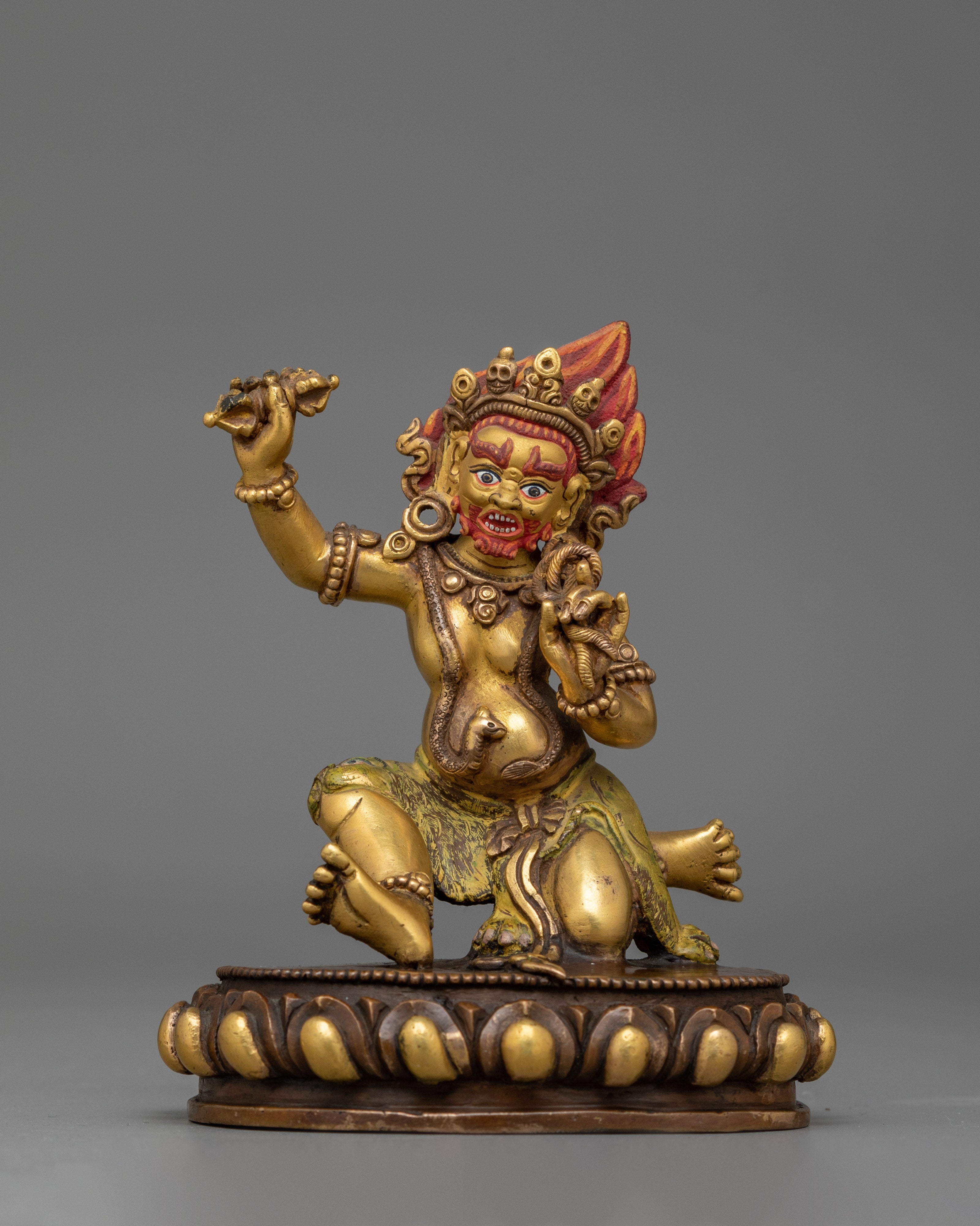Small Vajrapani Figure | Hand-carved, wielder of the Thunderbolt