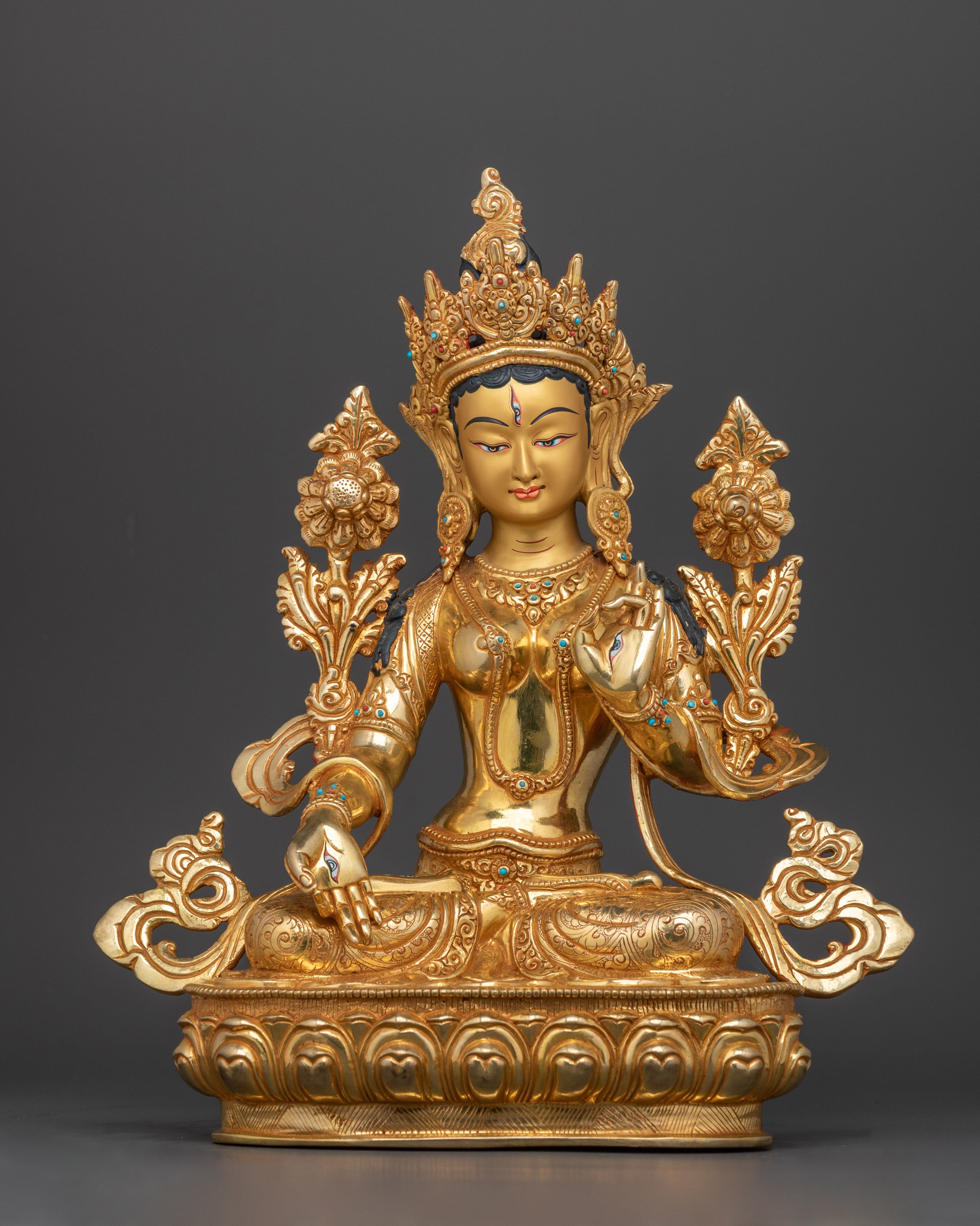 The Goddess of Compassion and Longevity | White Tara Copper Statue