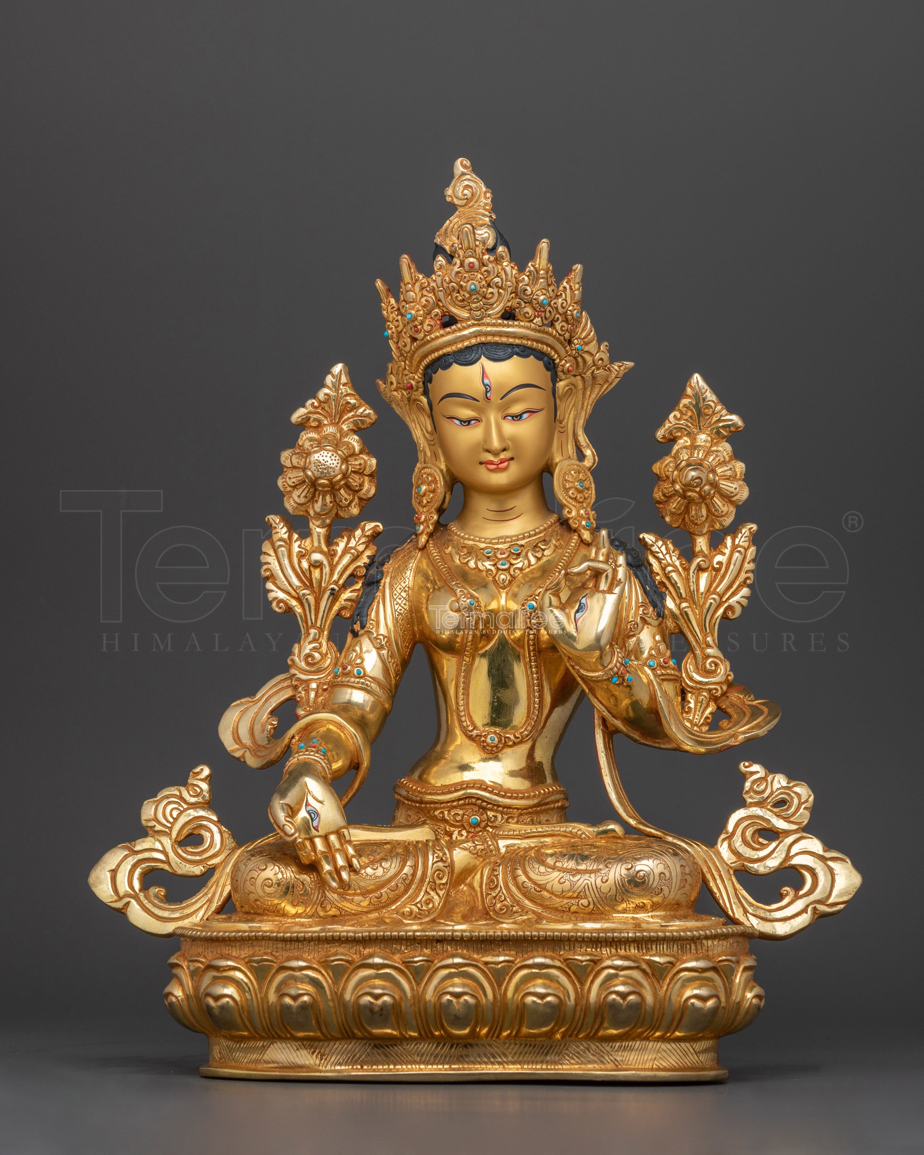 The Goddess of Compassion and Longevity | White Tara Copper Statue