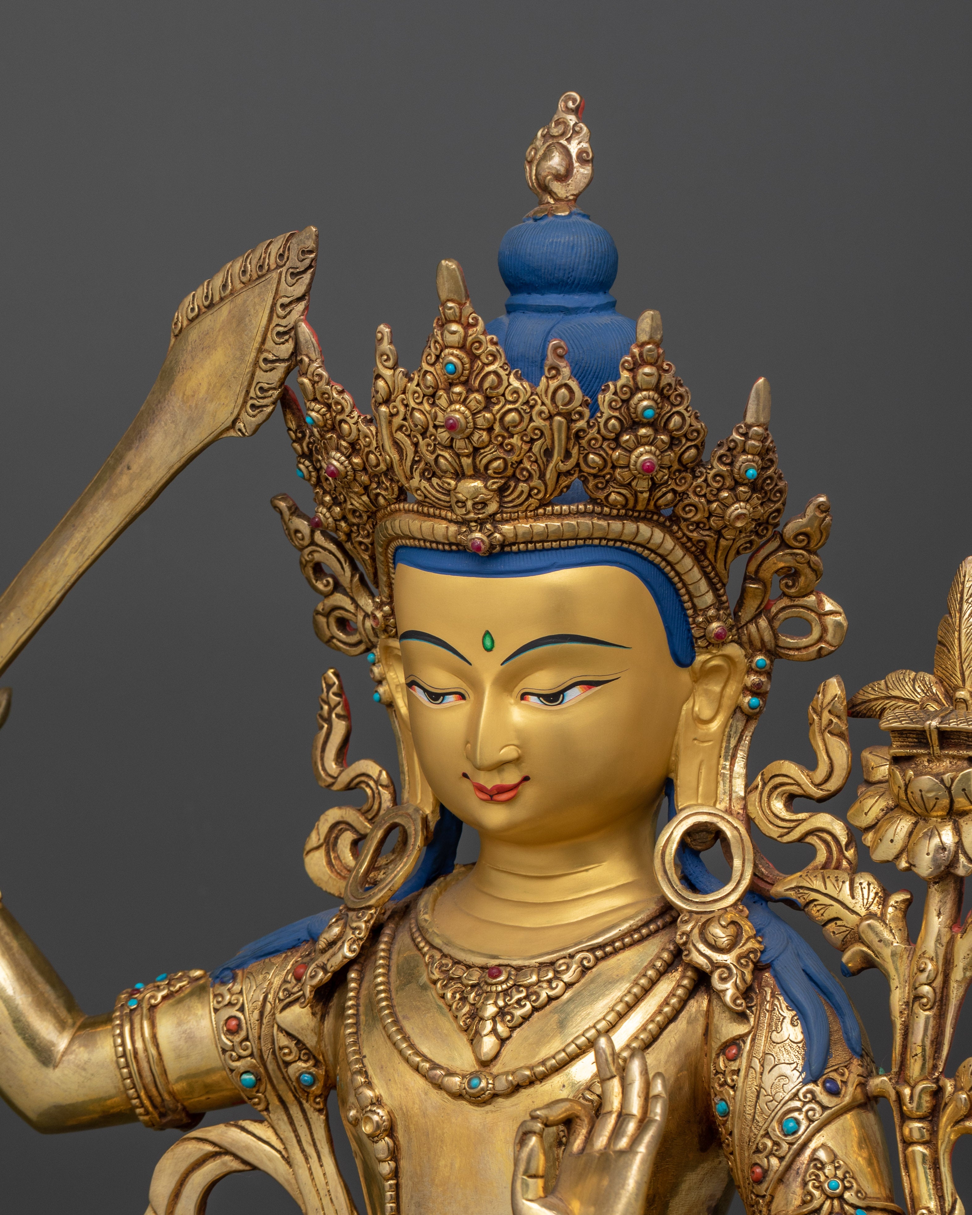 Majestic Manjushri Copper Statue | The Embodiment of Wisdom for Your Sacred Space