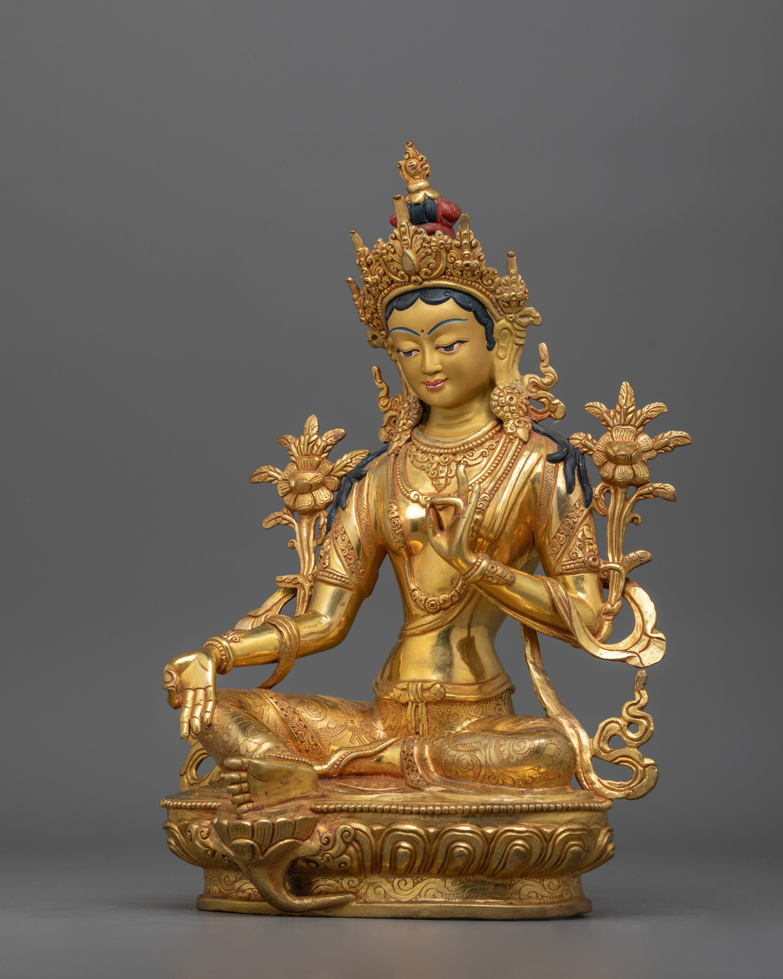 The Compassionate Protector Copper Statue | Green Tara Sculpture for Your Sacred Space