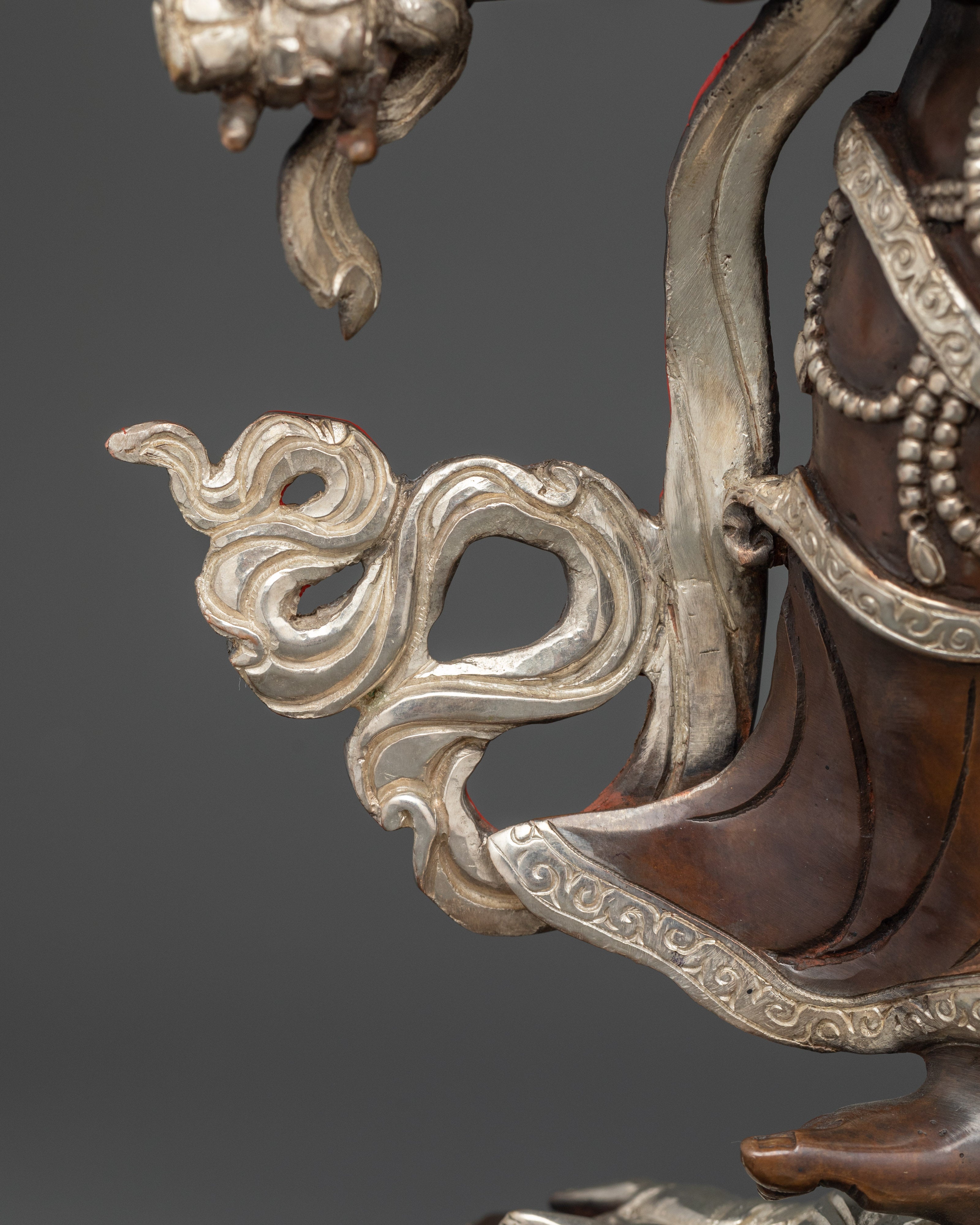 White Mahakala Silver Plated Oxidized Copper Statue | Protector of Purity