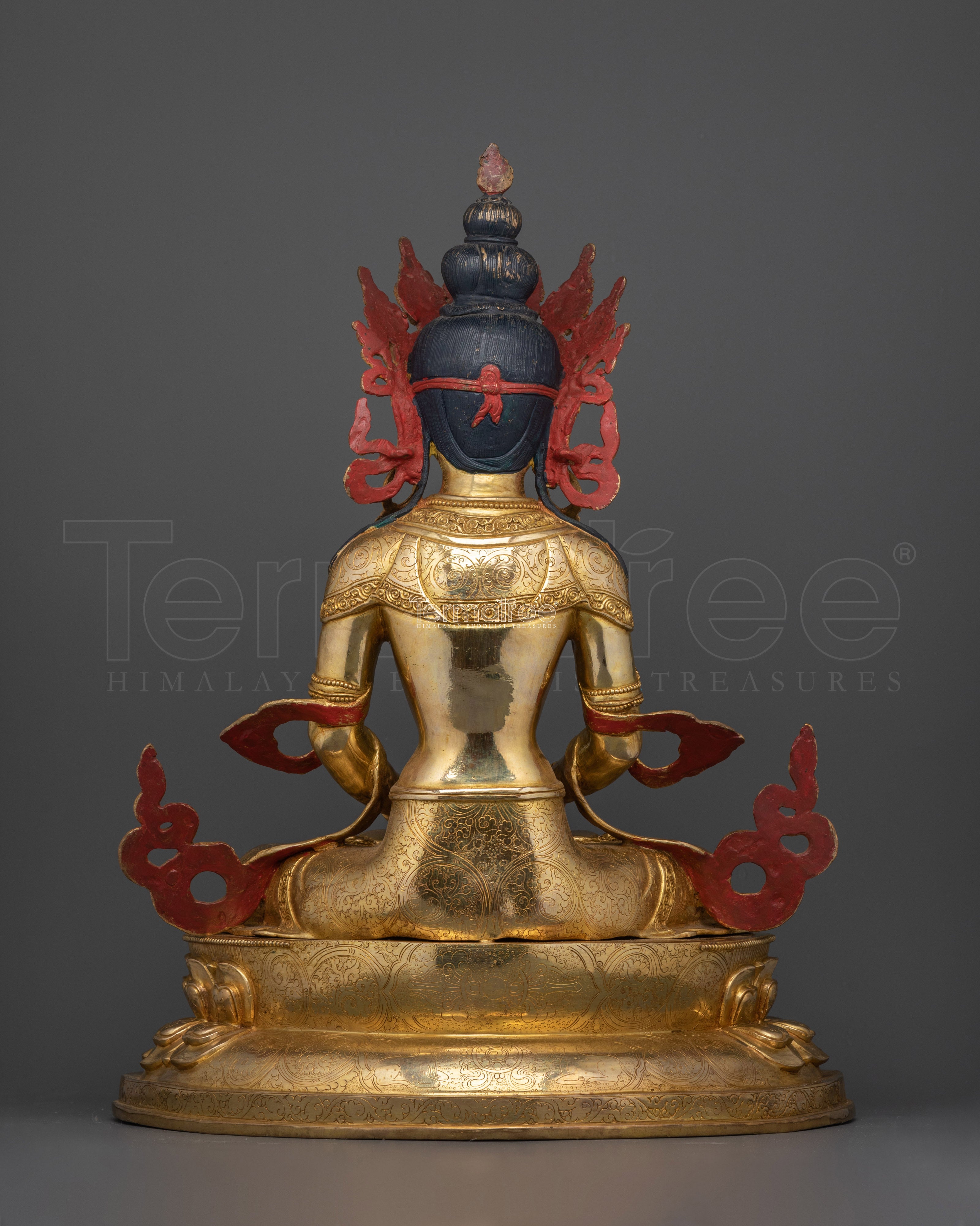 Sacred Amitayus Statue | 24K Gold Gilded Copper Art