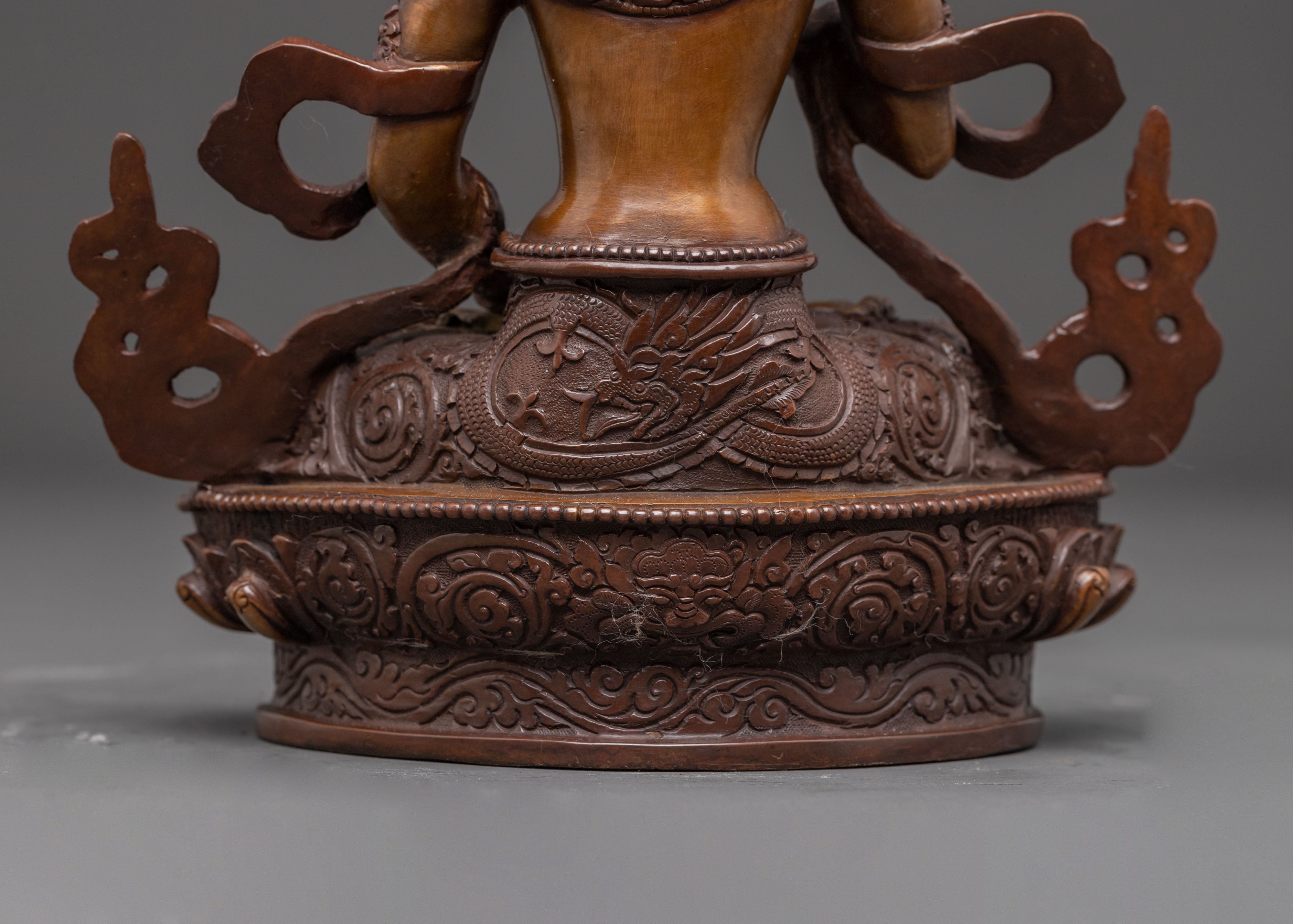 Handcrafted Oxidized Copper Statue of Bodhisattva Vajrasattva