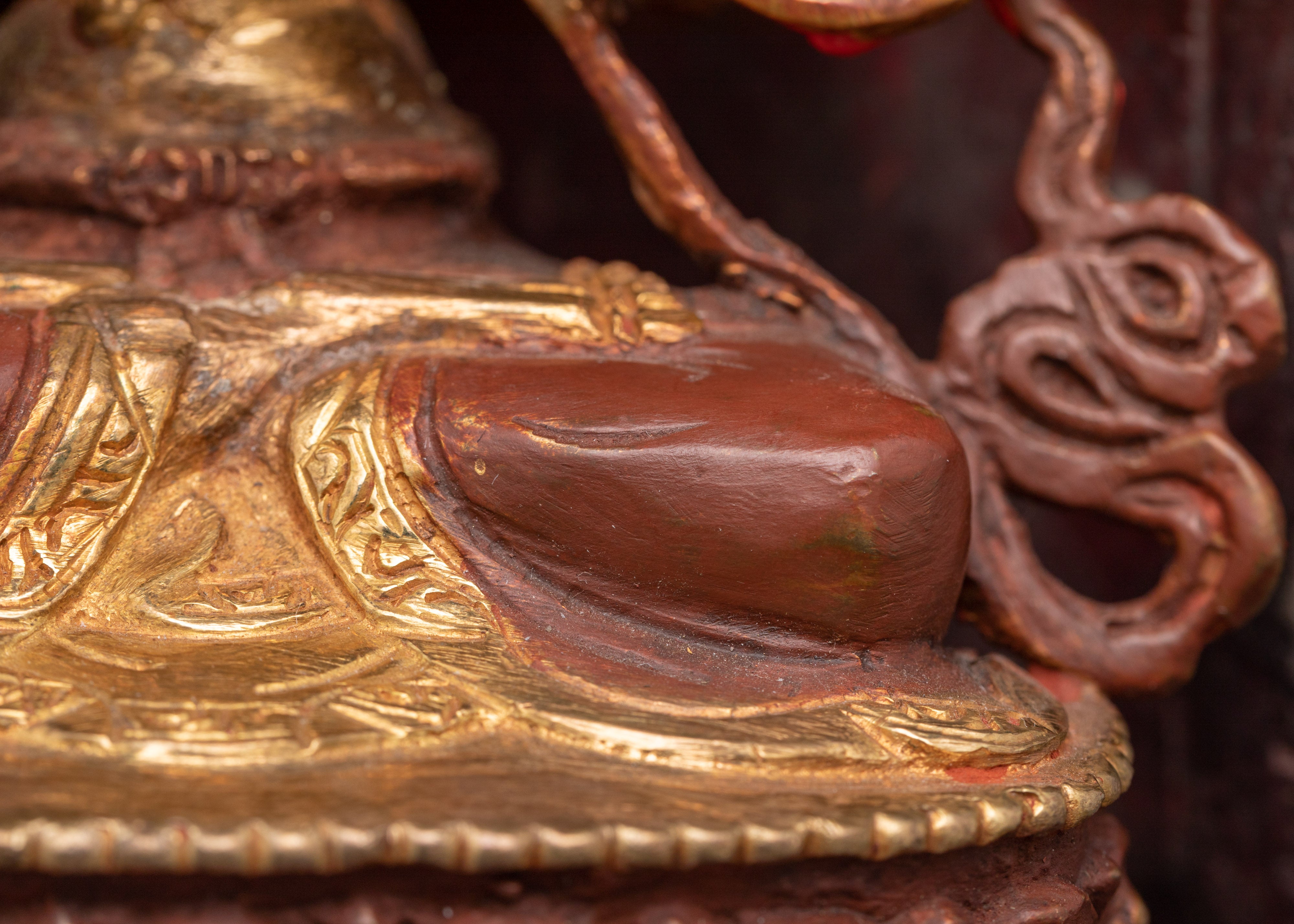 Chenrezig with Throne | Handcrafted 24K Gold Gilded Copper and Wood Statue