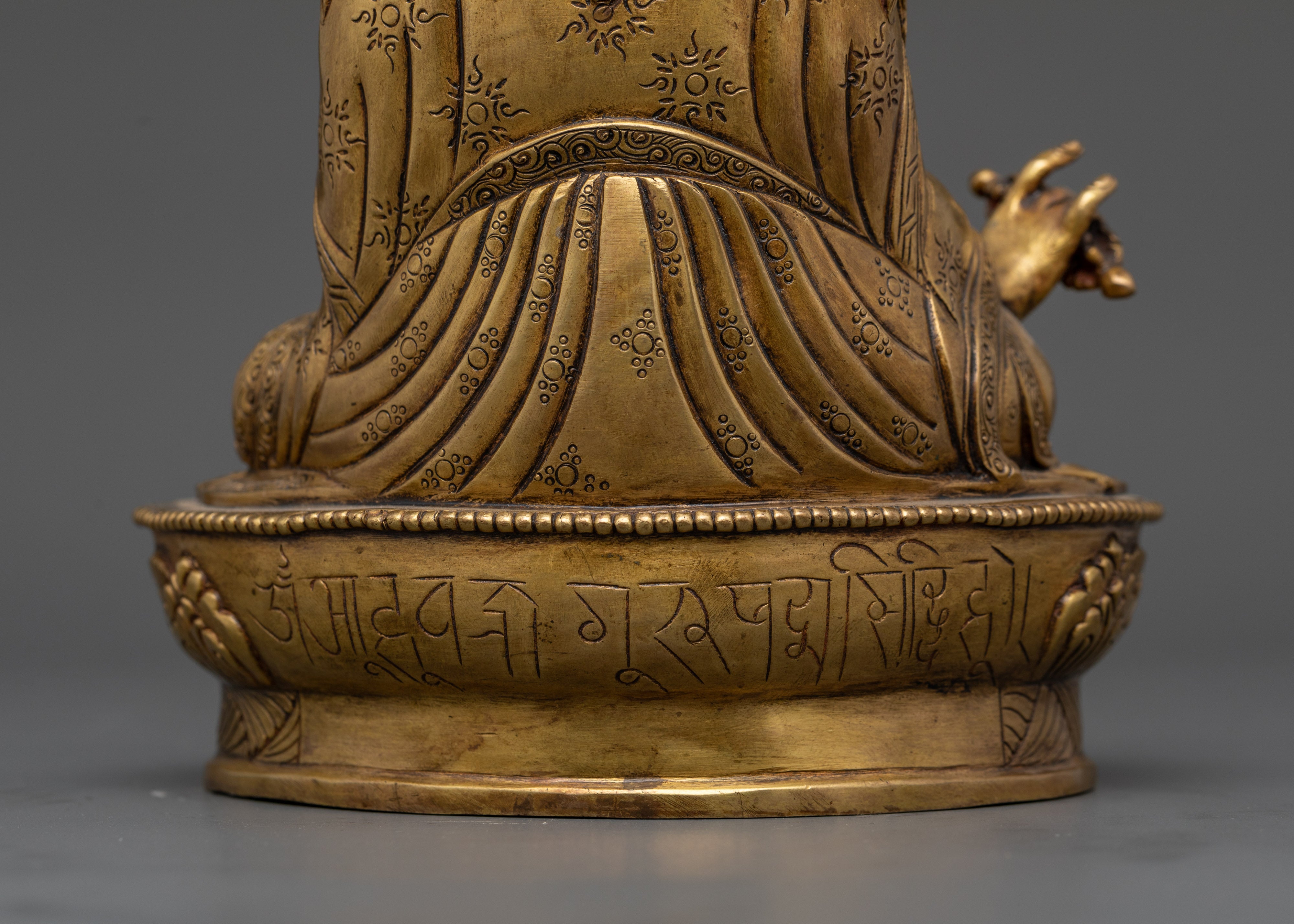 Asian-Made Guru Rinpoche Statue | 24K Gold Gilded Copper Sculpture