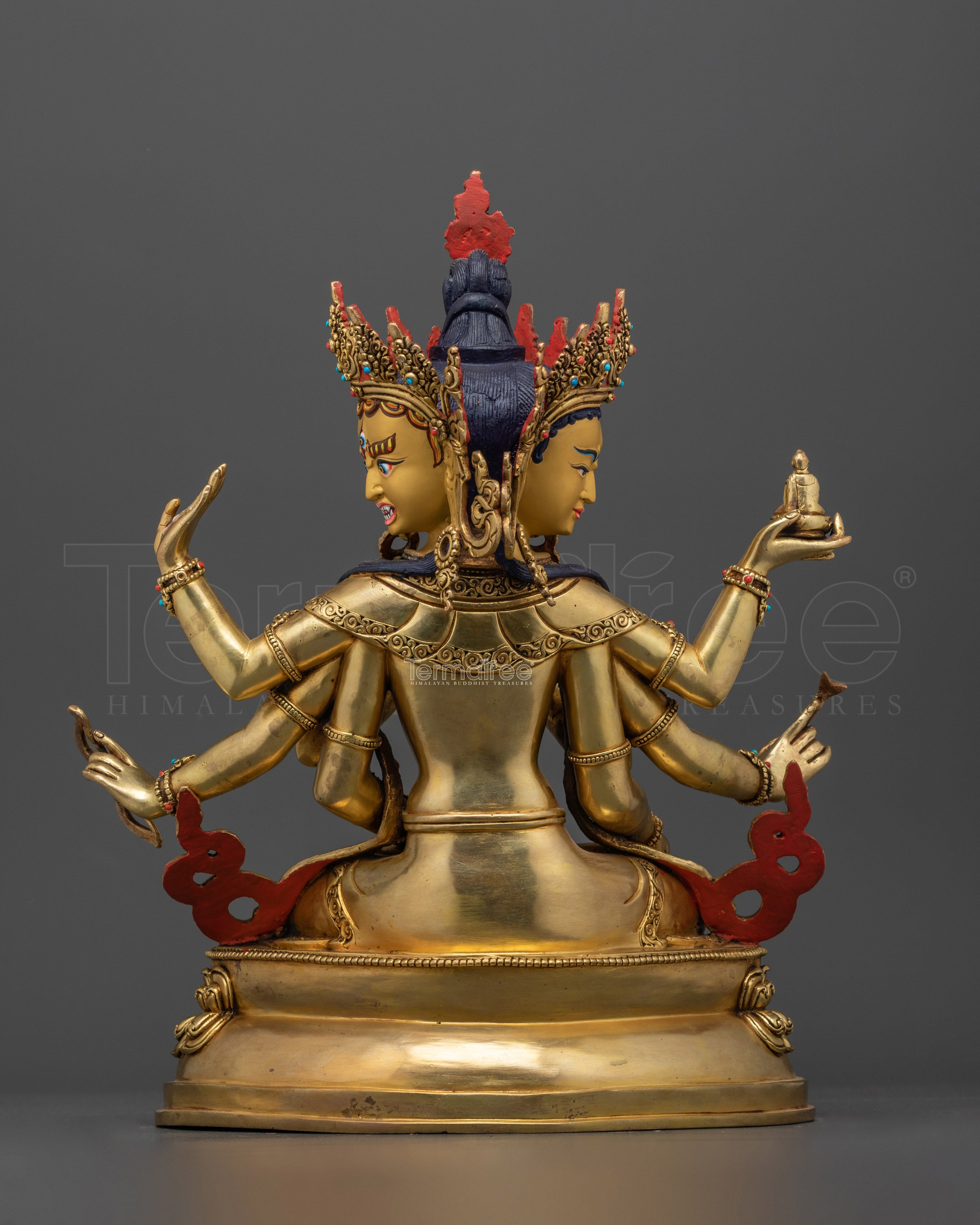 Sacred Namgyalma Statue | 24K Gold Gilded Copper Body with Gold & Acrylic Paintings