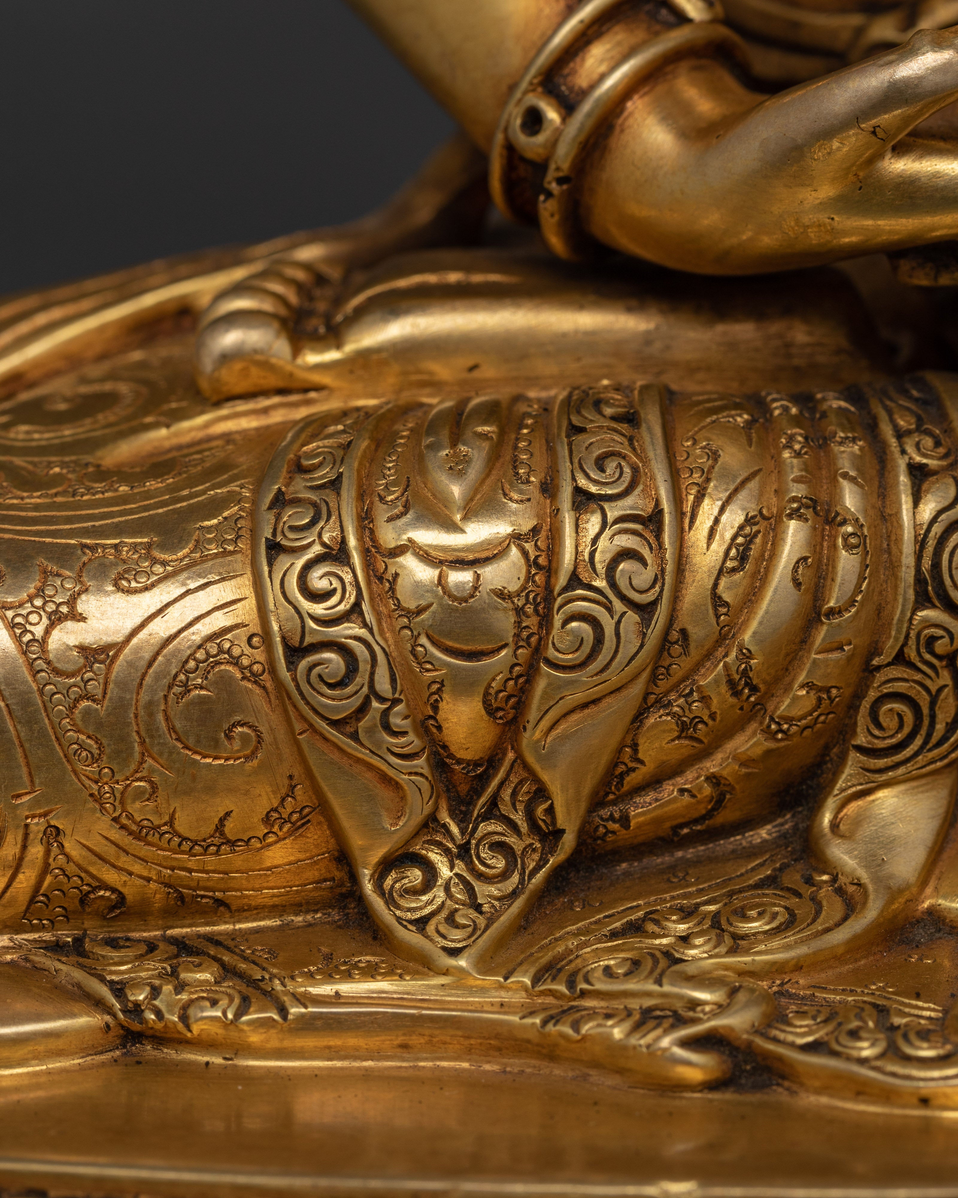 Sacred Vairocana Statue | 24K Gold Gilded Copper Body with Gold & Acrylic Paintings