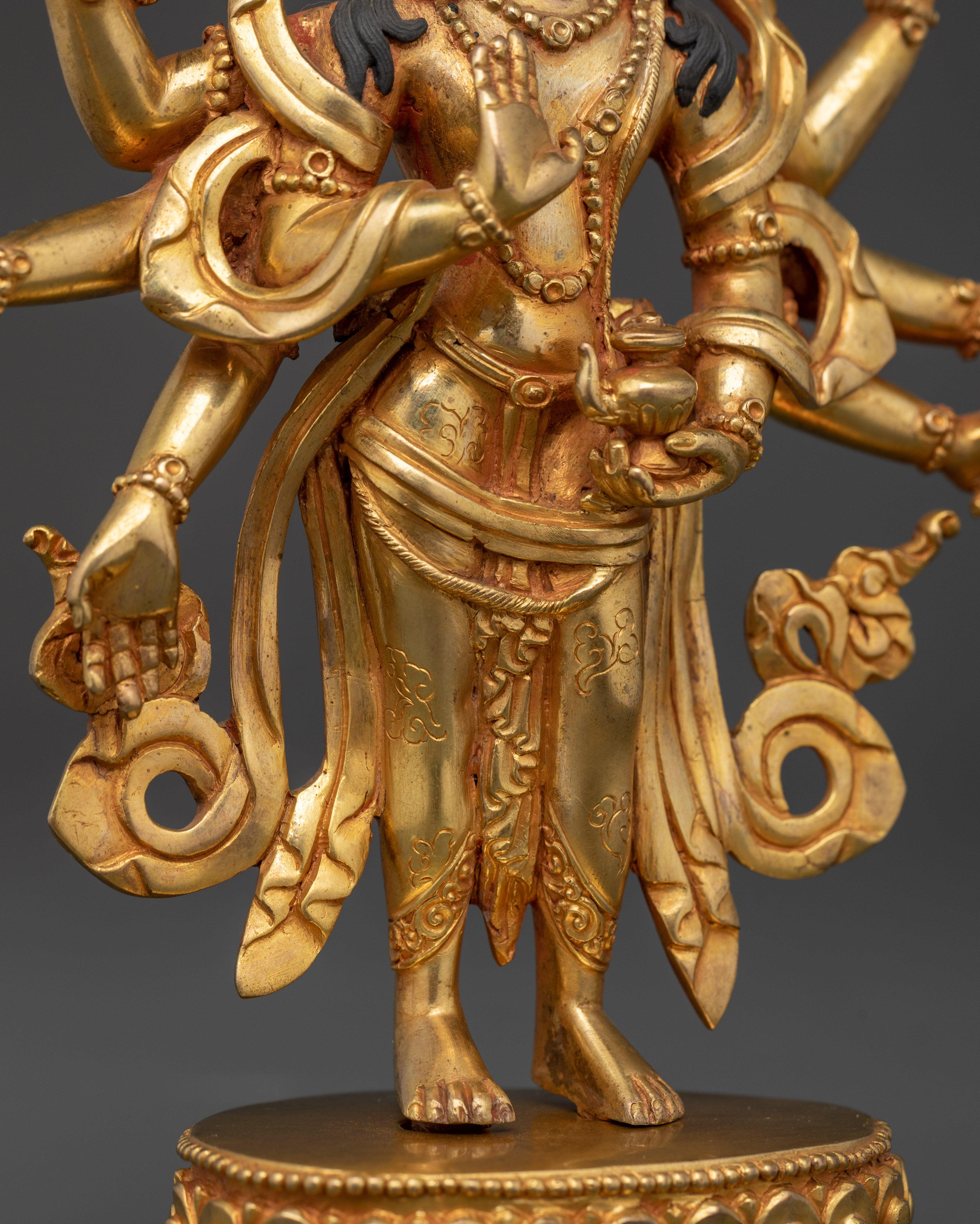 Sacred Lokeshvara Statue | 24K Gold Gilded Copper Body Sculpture
