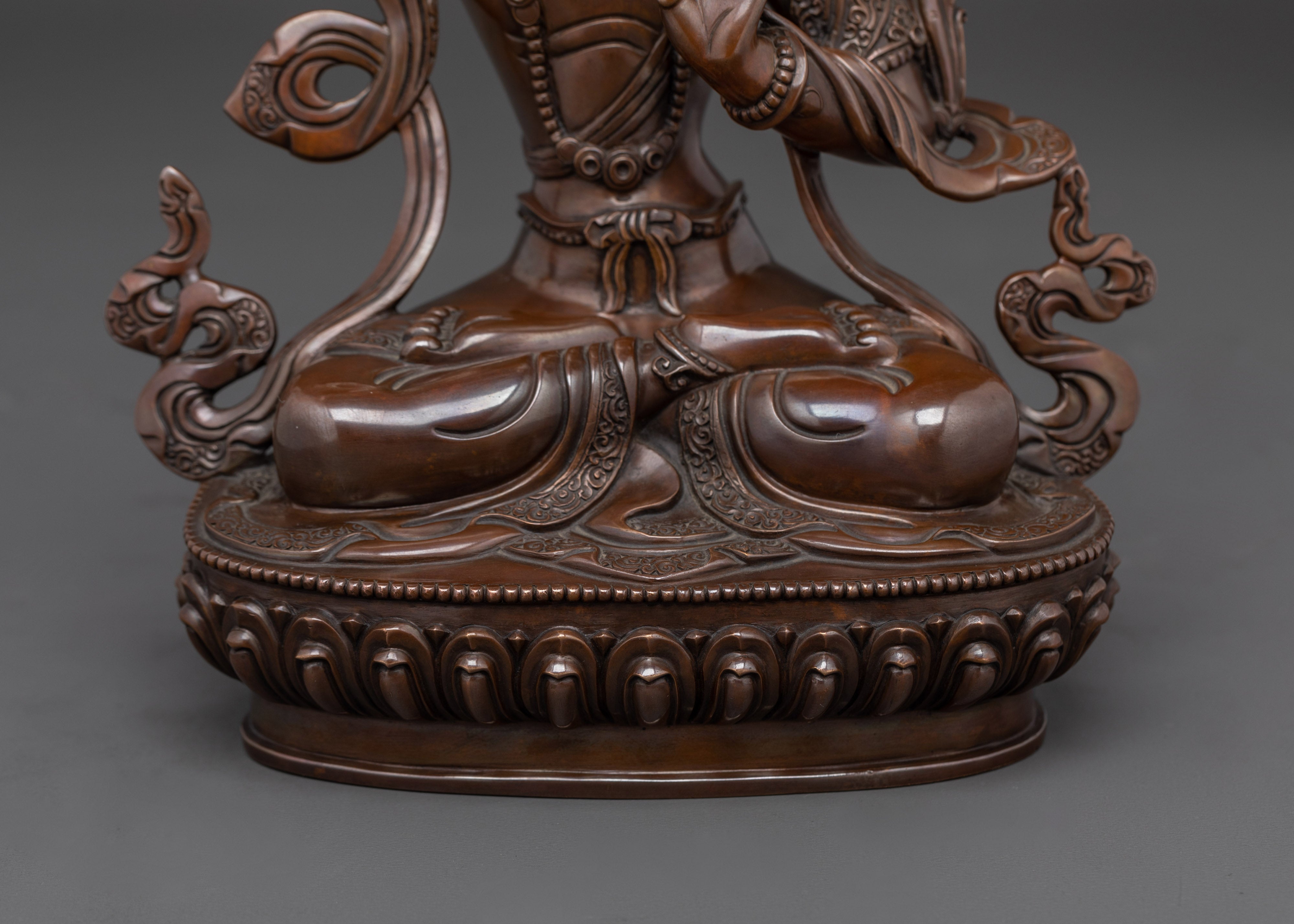 Sacred Manjushri Figurine | Oxidized Copper Buddhist Statue