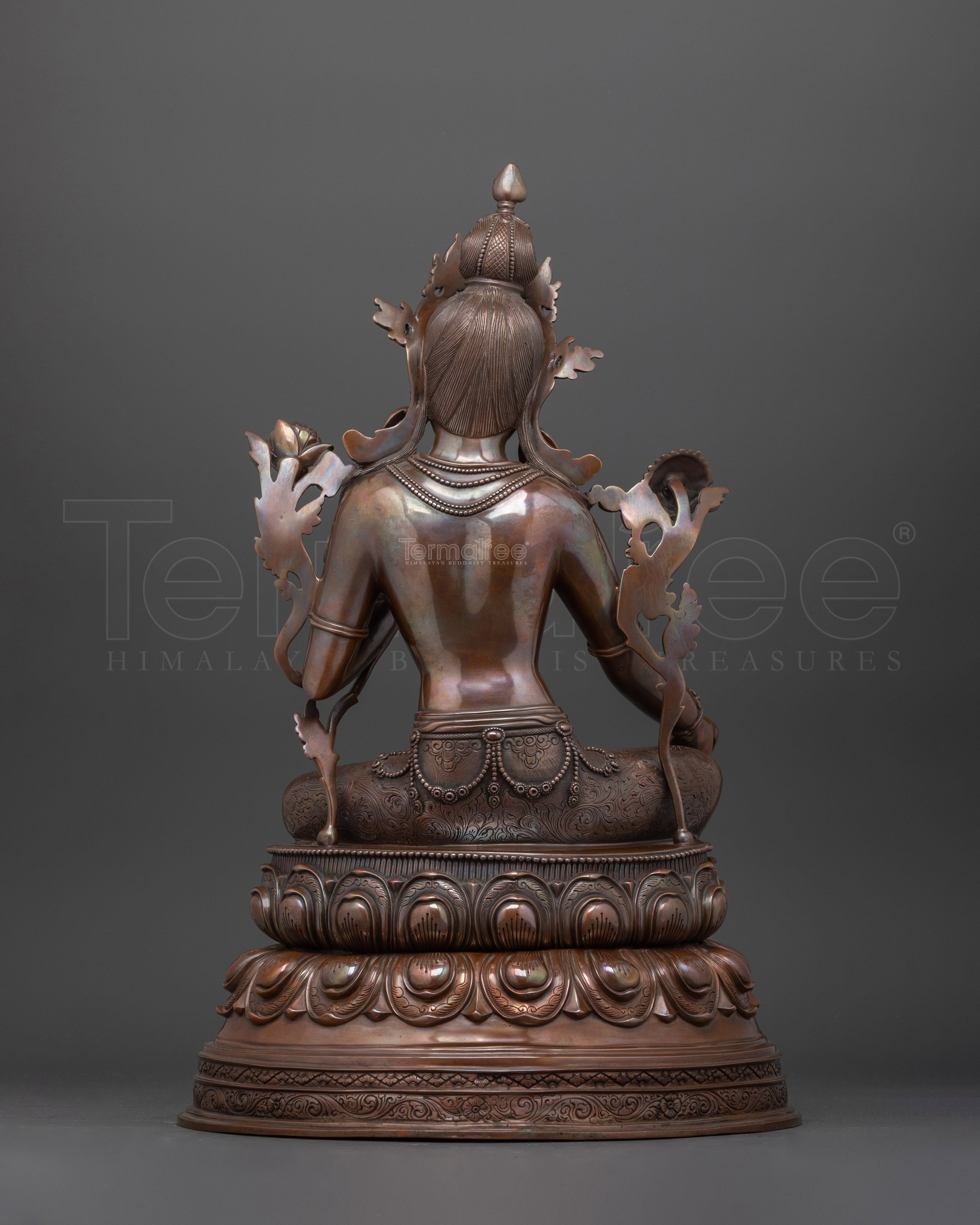 Sacred Green Tara Sculpture | Oxidized Copper Buddhist Deity Statue
