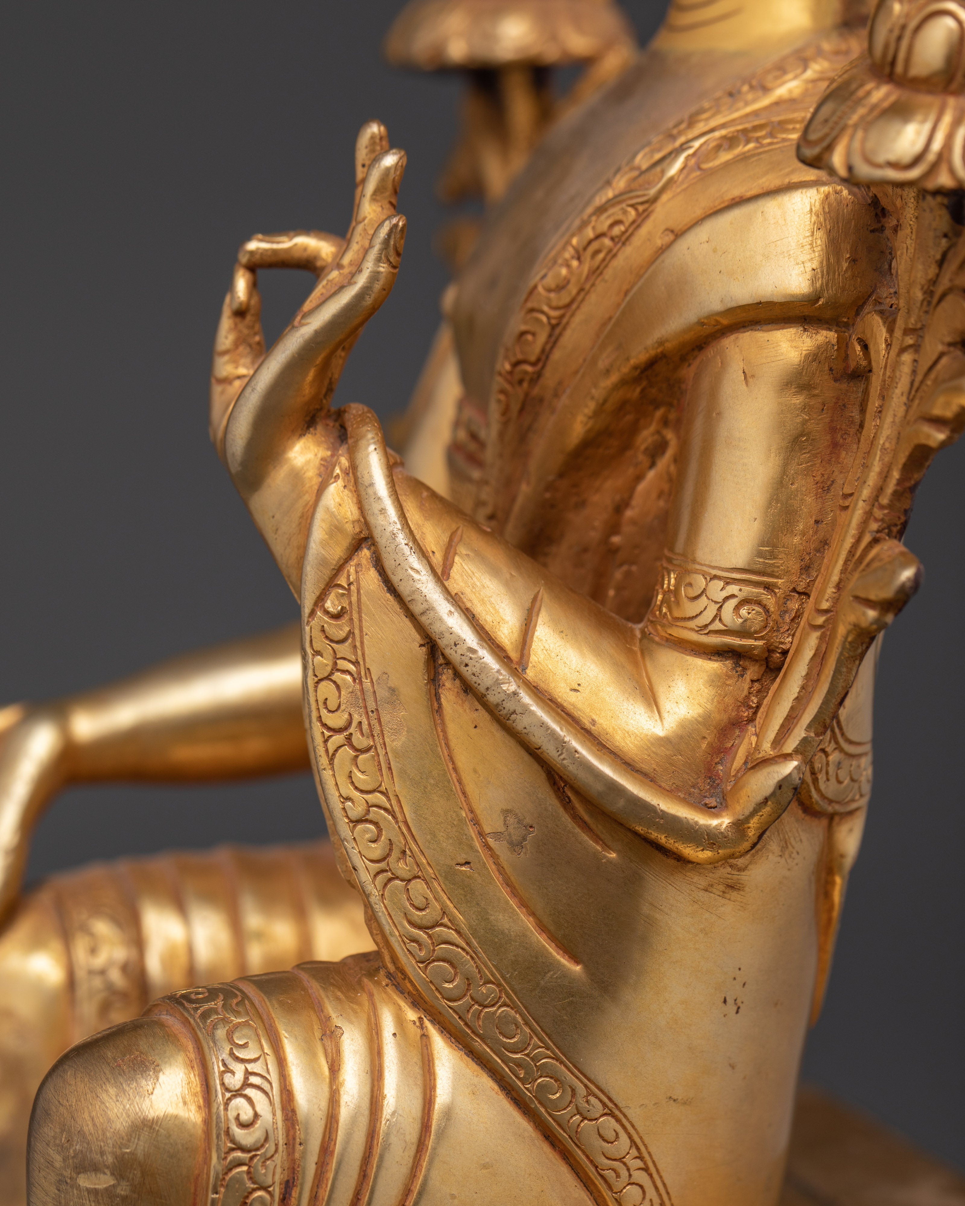 Traditional Spiritual Maitreya Buddha Statue | 24K Gold Gilded Copper Sculpture