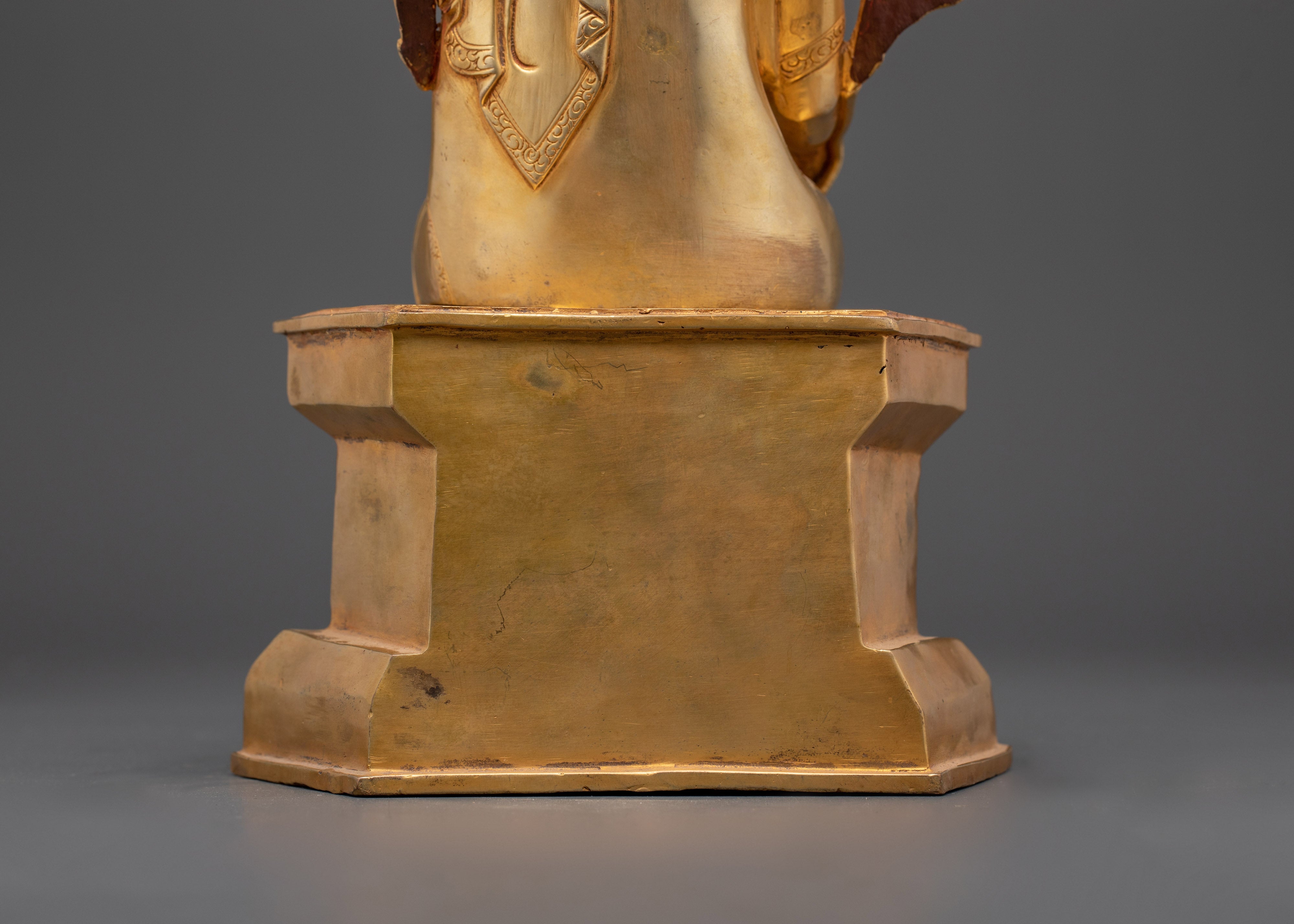 Traditional Spiritual Maitreya Buddha Statue | 24K Gold Gilded Copper Sculpture