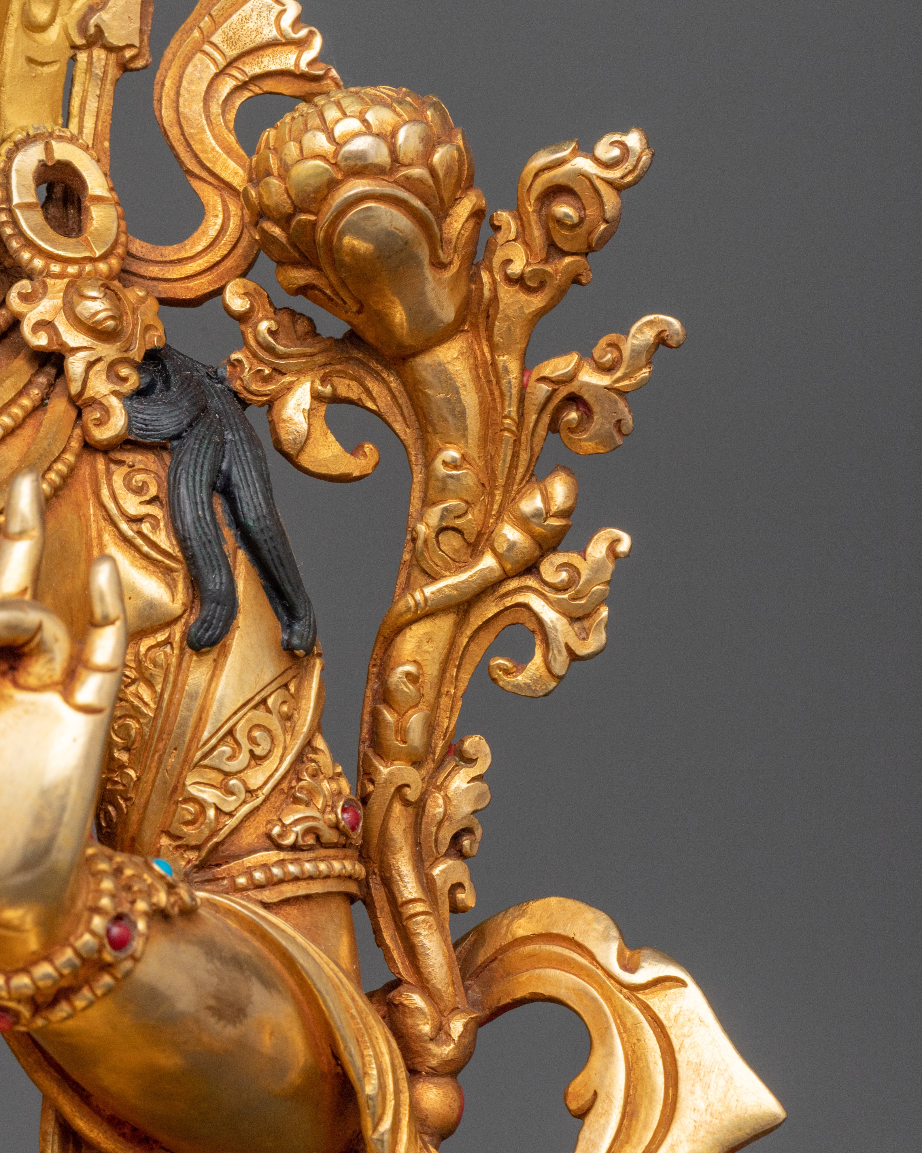 Indoor Sacred Green Tara Goddess | 24K Gold Gilded Copper Statue