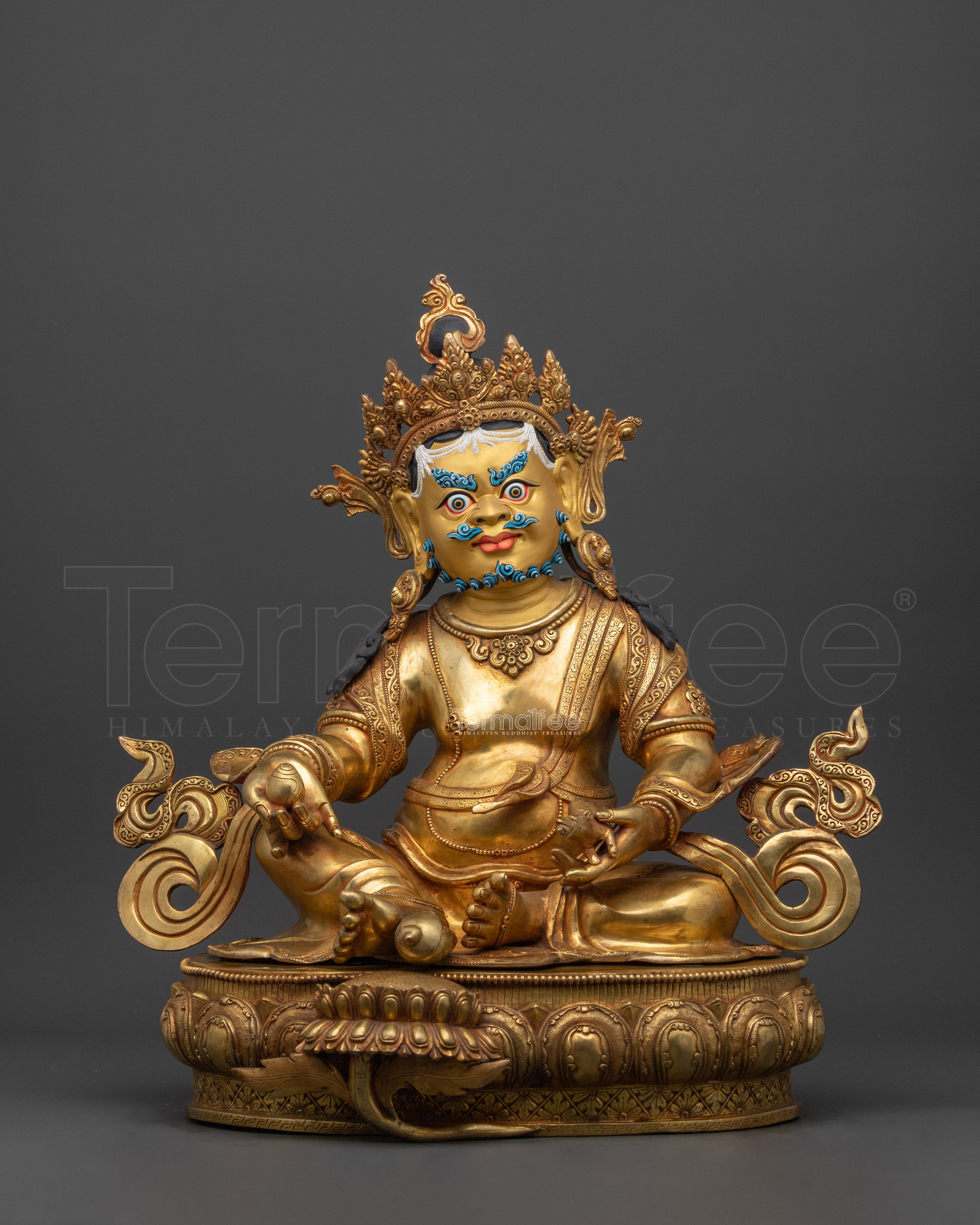 Dzambhala Deity Statue | 24K Gold Gilded Copper Masterpiece