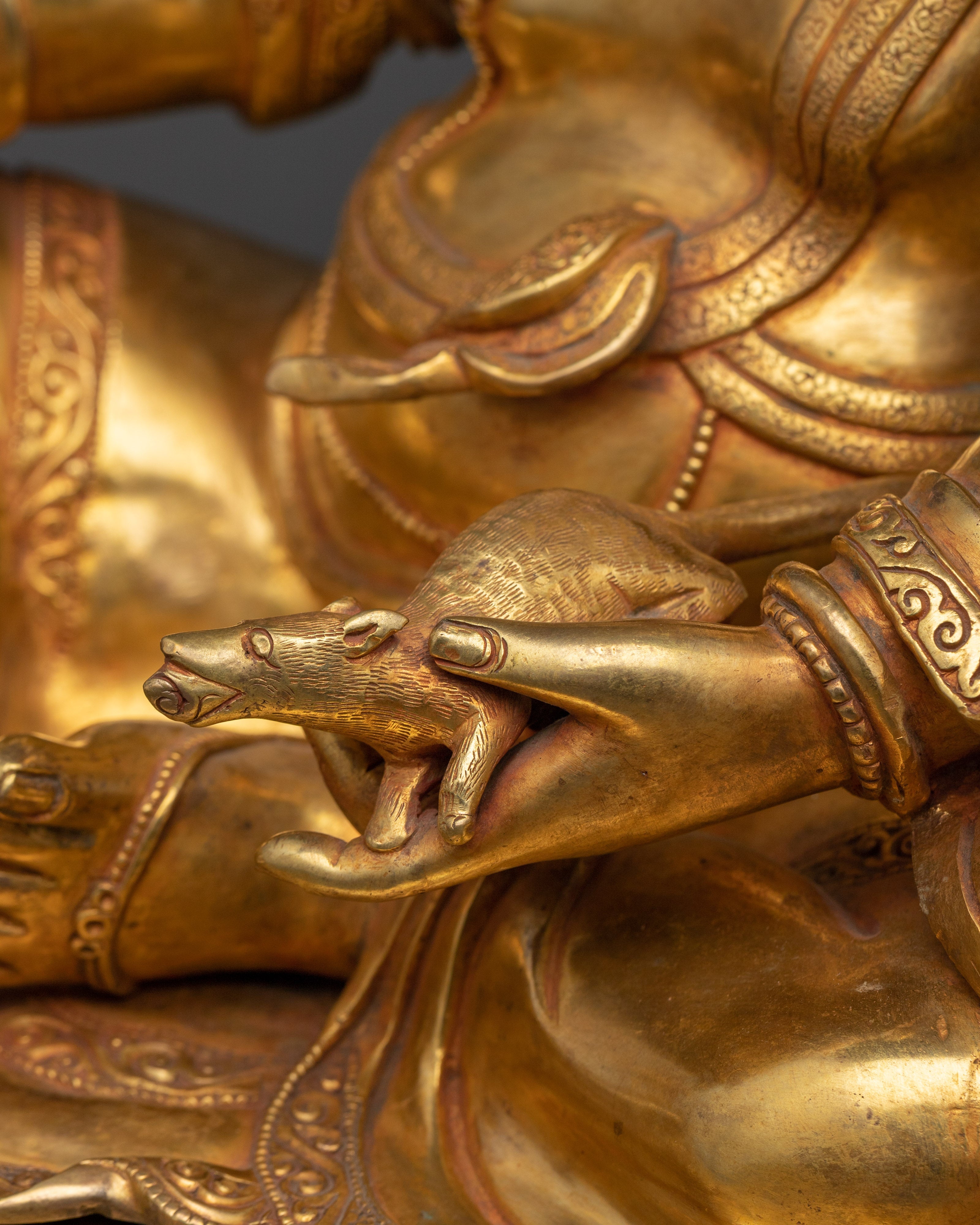 Dzambhala Deity Statue | 24K Gold Gilded Copper Masterpiece