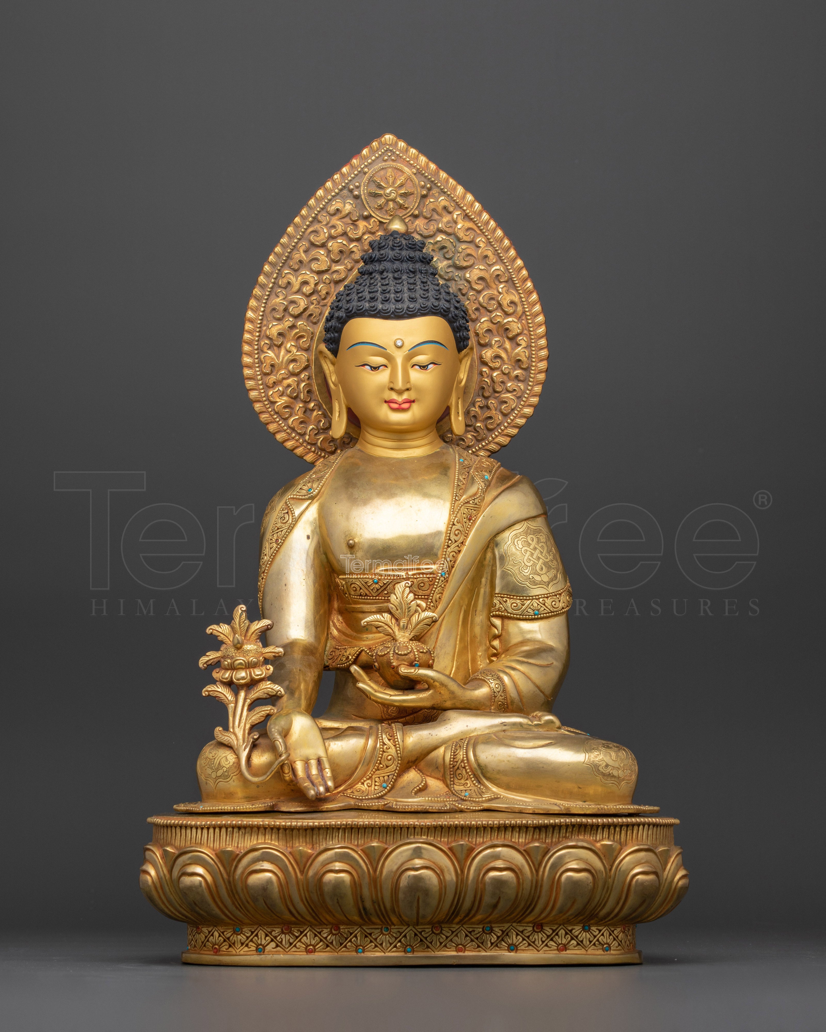 Spiritual Medicine Buddha Statue | 24K Gold Gilded Copper Masterpiece