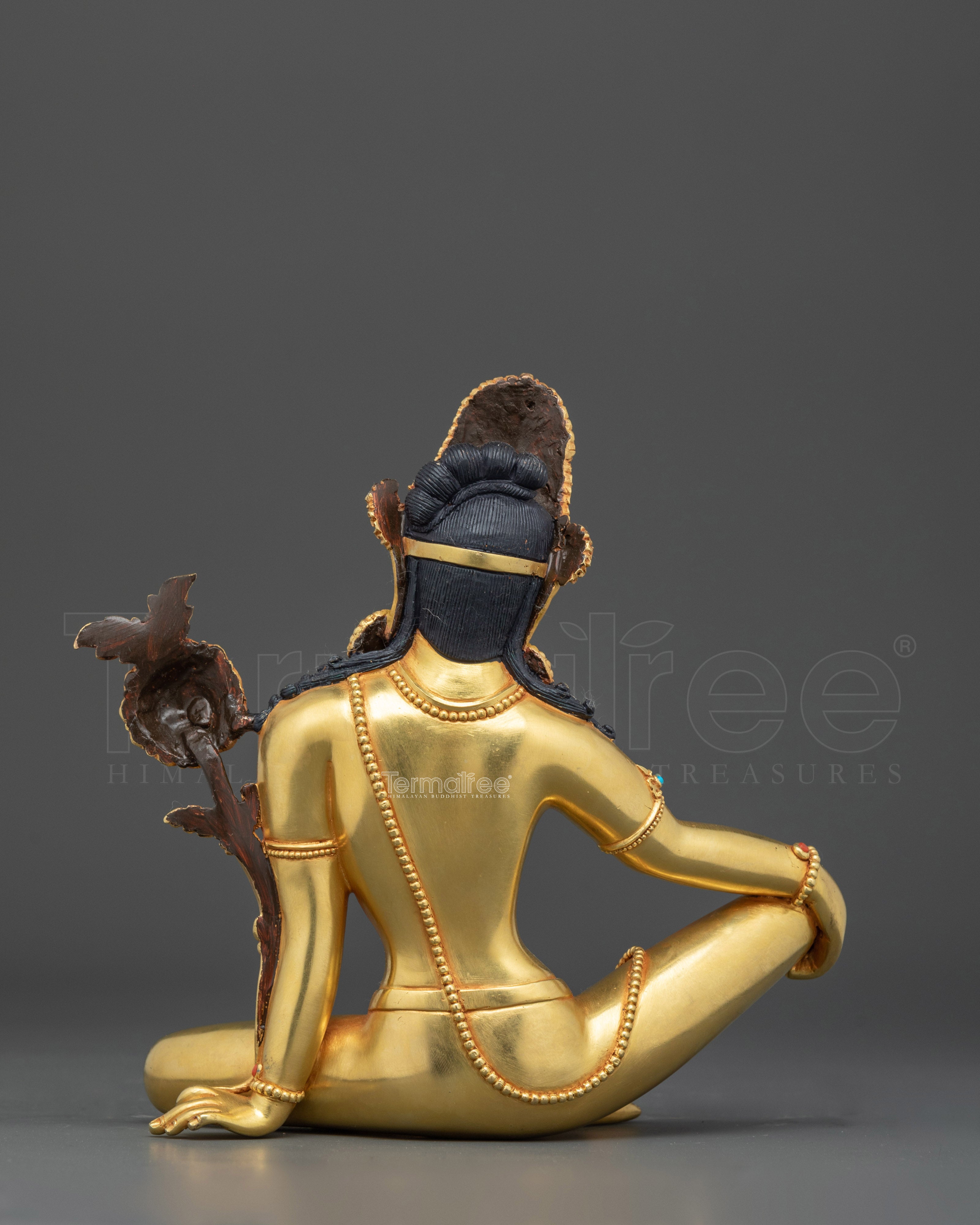 Indra Figurine | 24K Gold Gilded Copper Statue with Gemstones