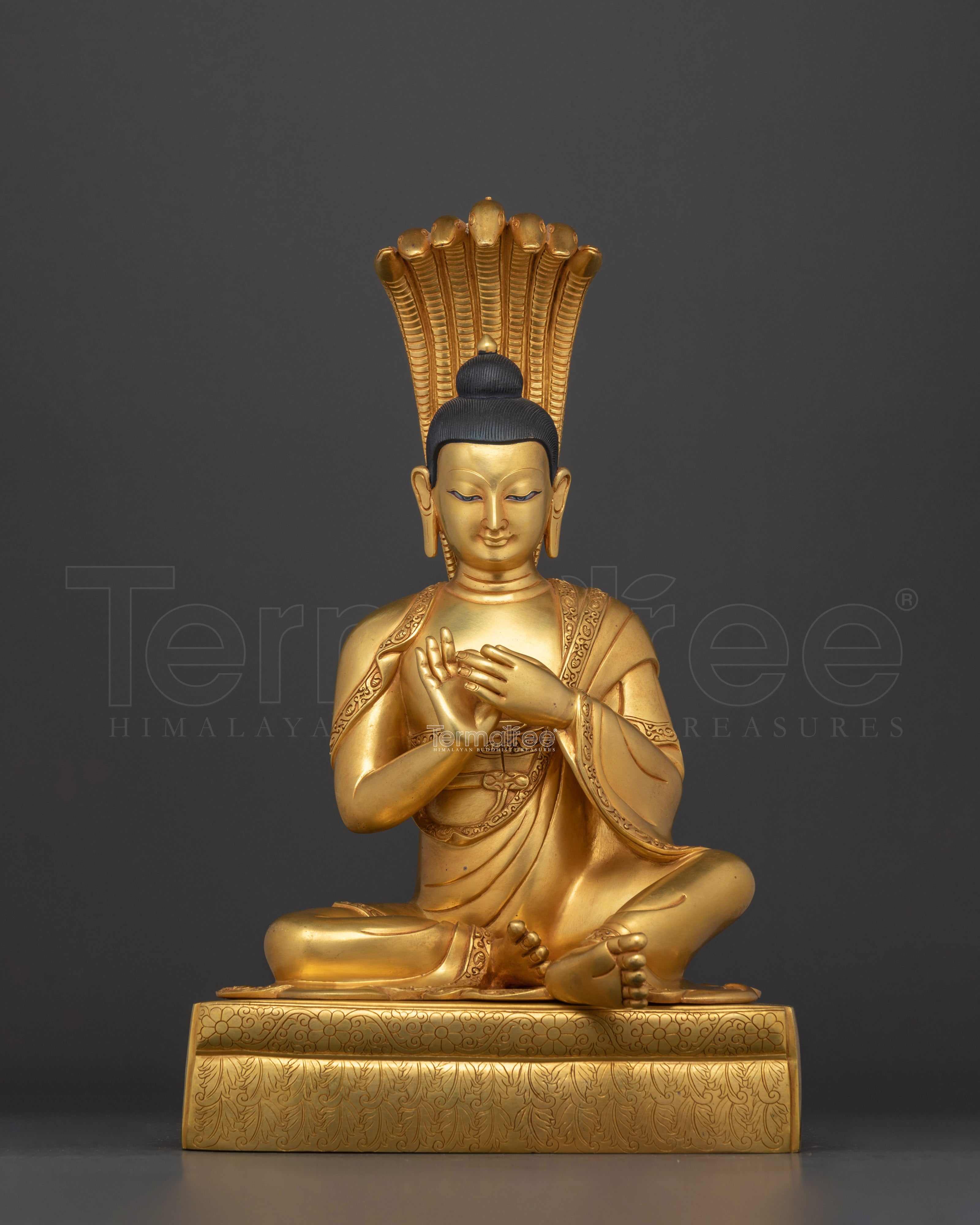 Nagarjuna Figurine | 24K Gold Gilded Copper Statue