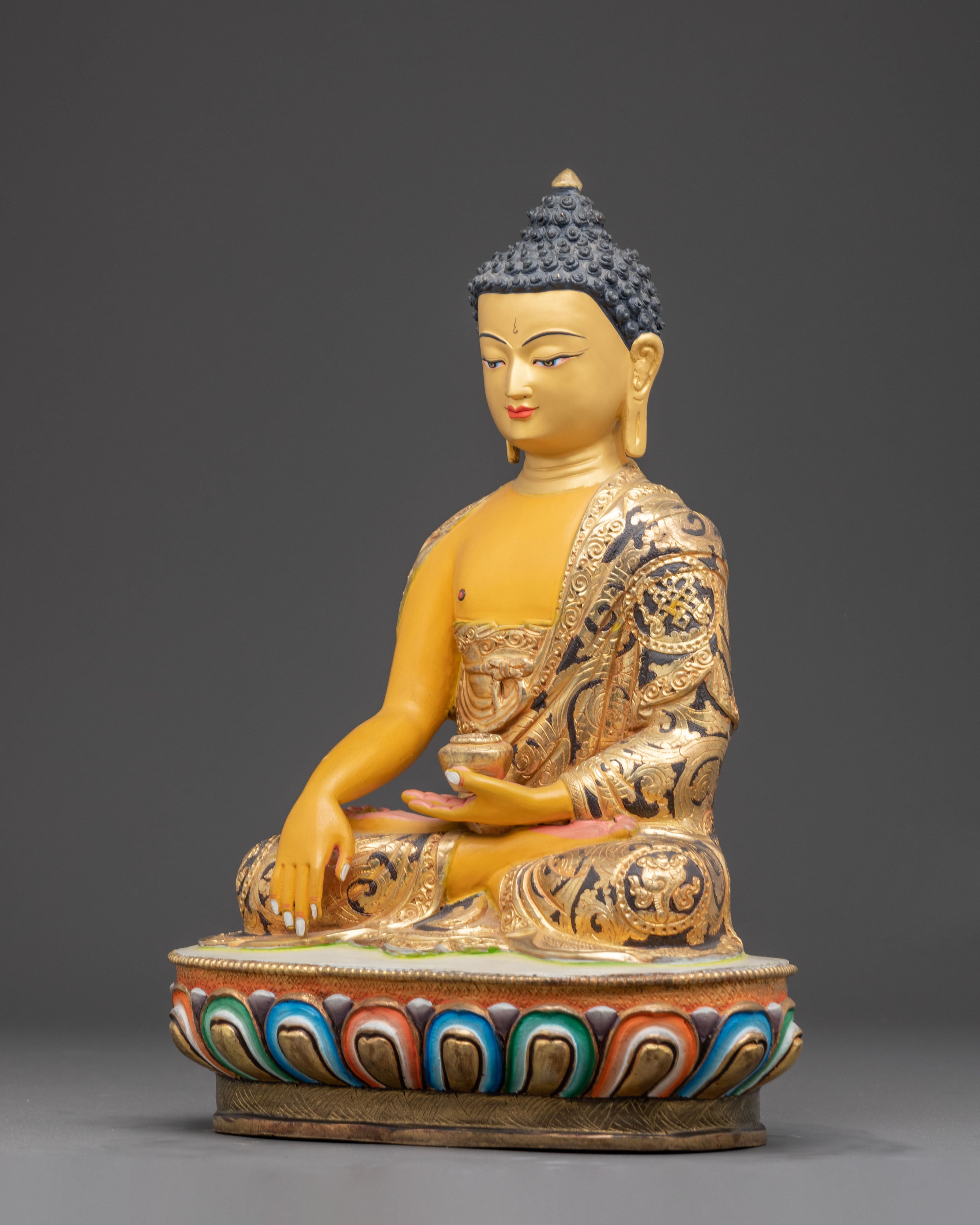 Handmade Tibetan Shakyamuni Buddha Golden Art | Historical Buddha