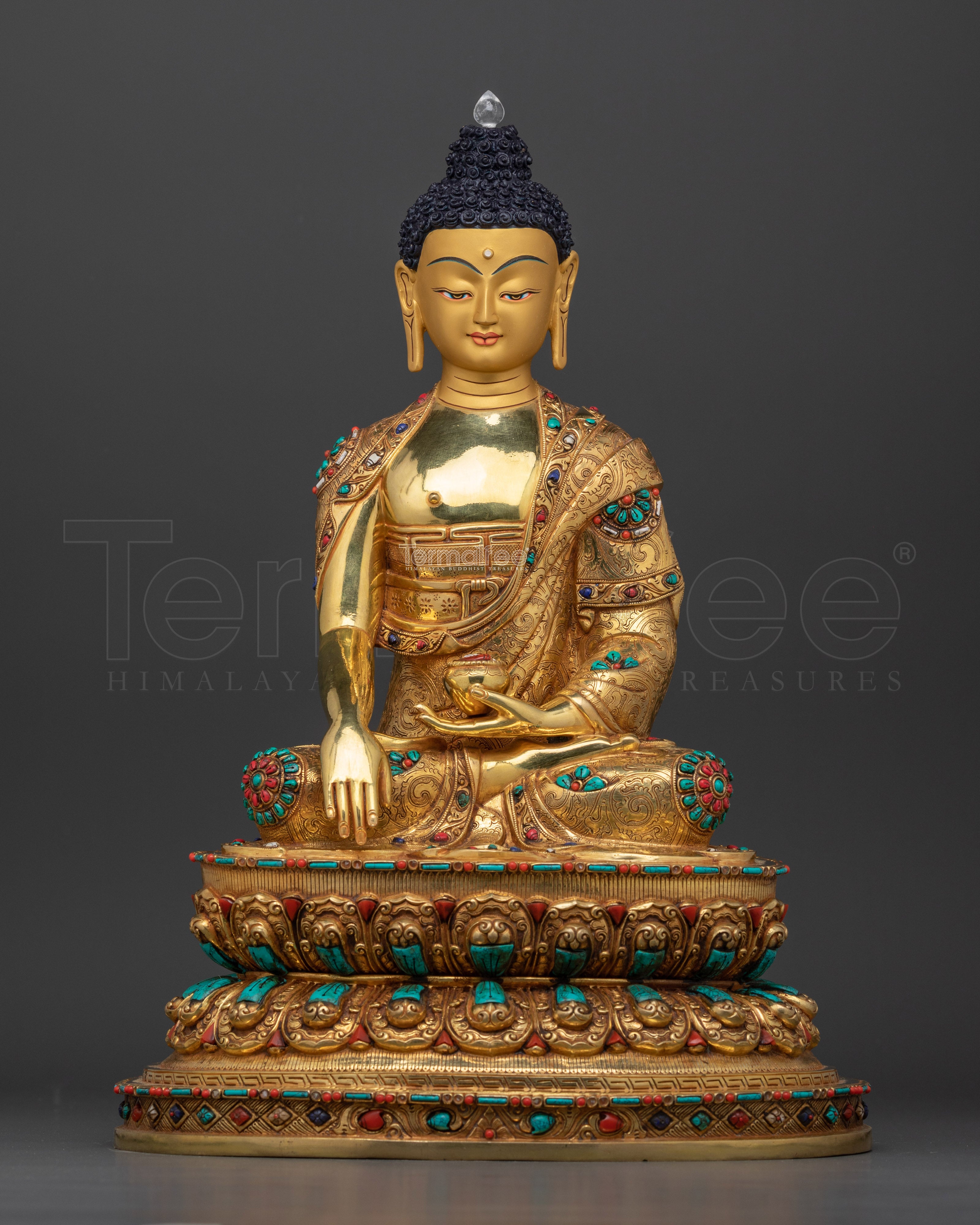 Buddha Shakyamuni Sculpture Art 24K Gold-Gilded Enlightenment Icon | Buddha Statue