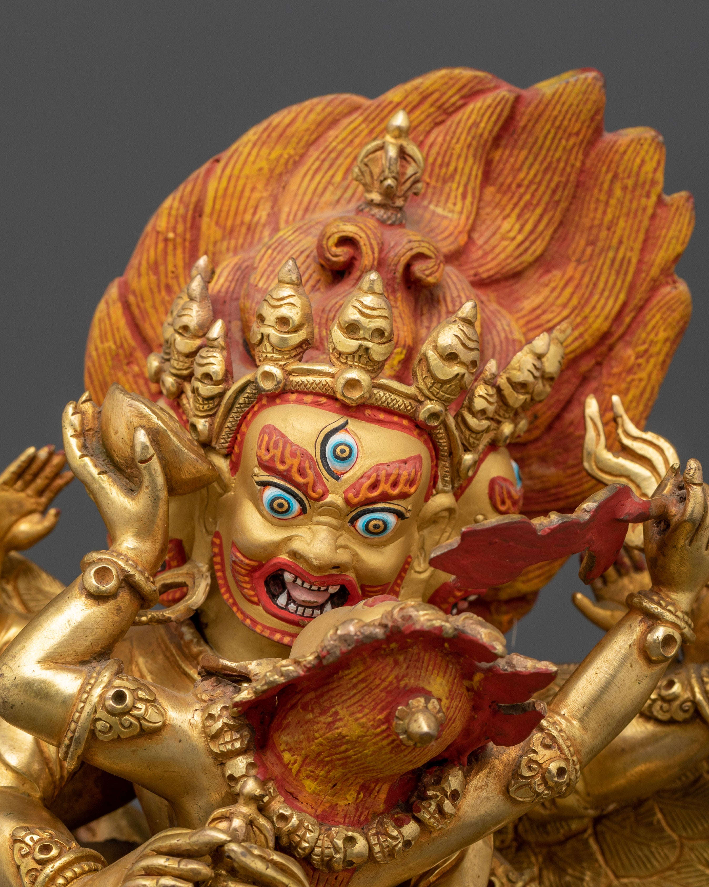 The Wrathful Protector of the Dharma | Vajrakilaya 24k Gold Gilded Statue